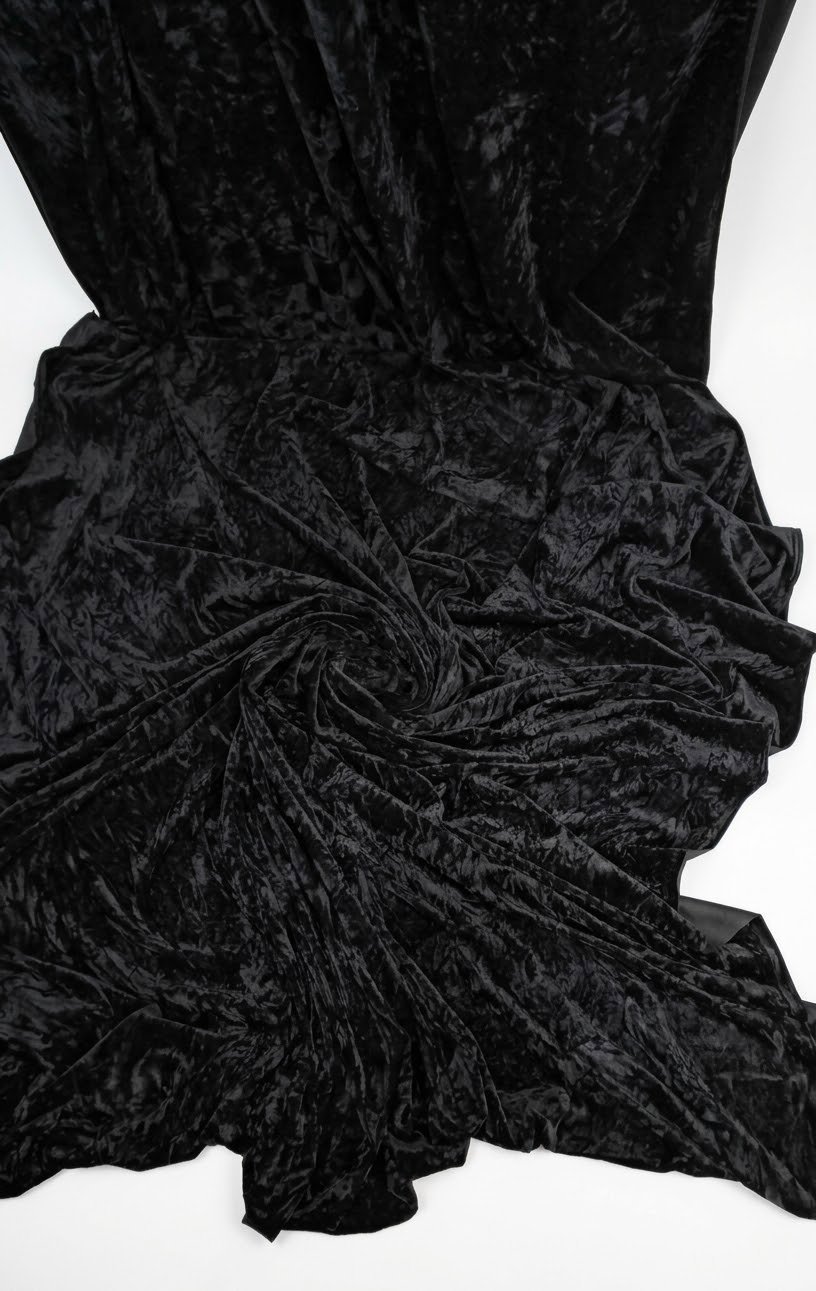 Black Crushed Velvet Fabric Material, Velvet, One Size, New condition — preloved on SilentSale®