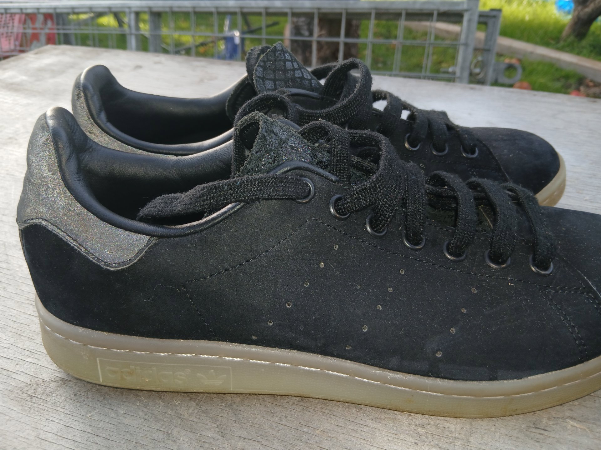 Adidas Black Suede Stan Smith Trainers, Adidas, 7.5, Good condition — preloved on SilentSale®