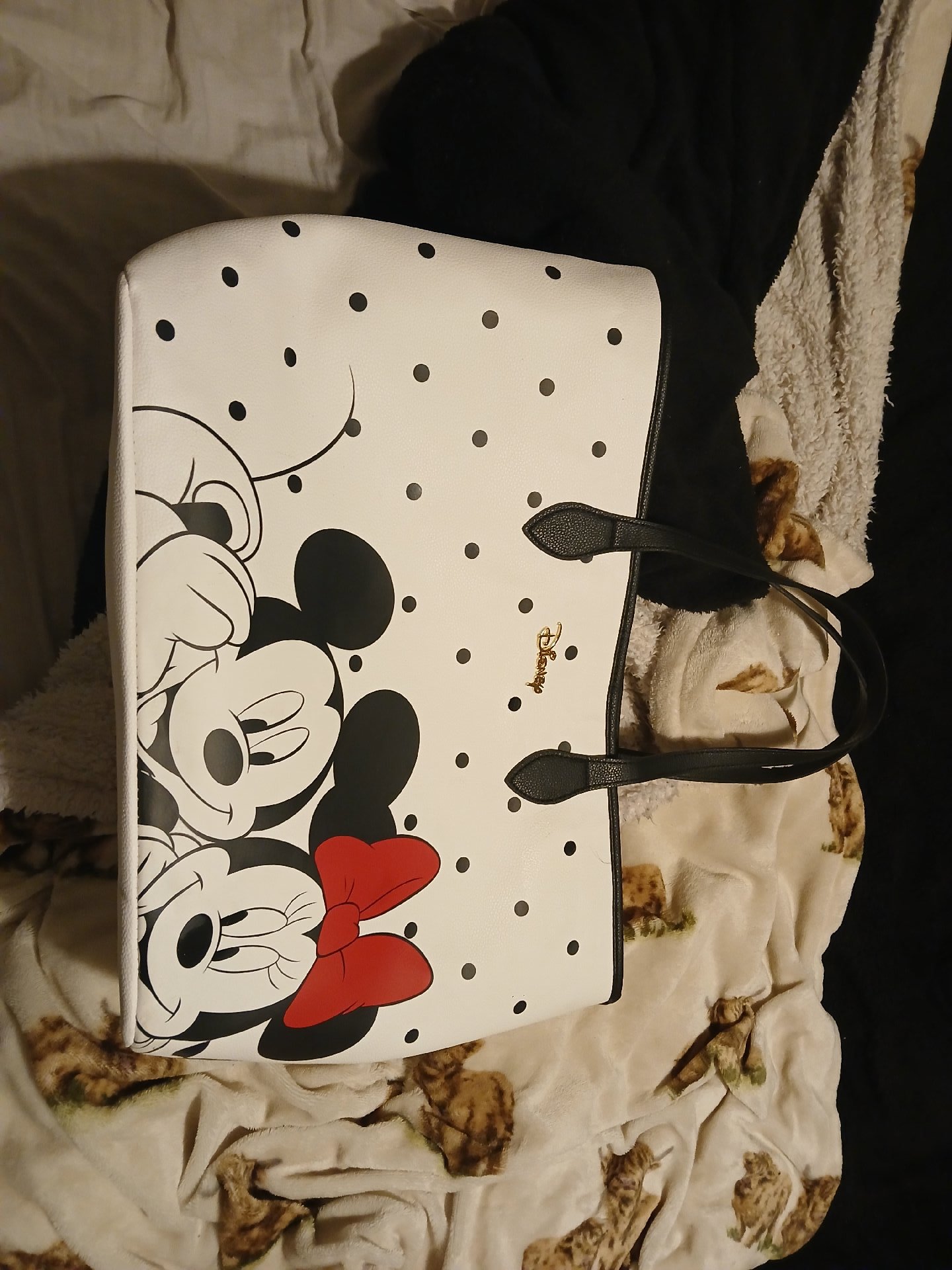 Disney White Polka Dot Mickey & Minnie Mouse Tote Bag, Disney, One Size, Excellent condition — preloved on SilentSale®