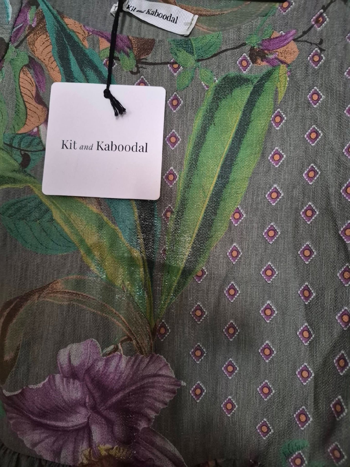 Kit and Kaboodal Khaki Floral Dress One Size Fits UK 8 to 18, Kit and Kaboodal, One Size, New condition — preloved on SilentSale®