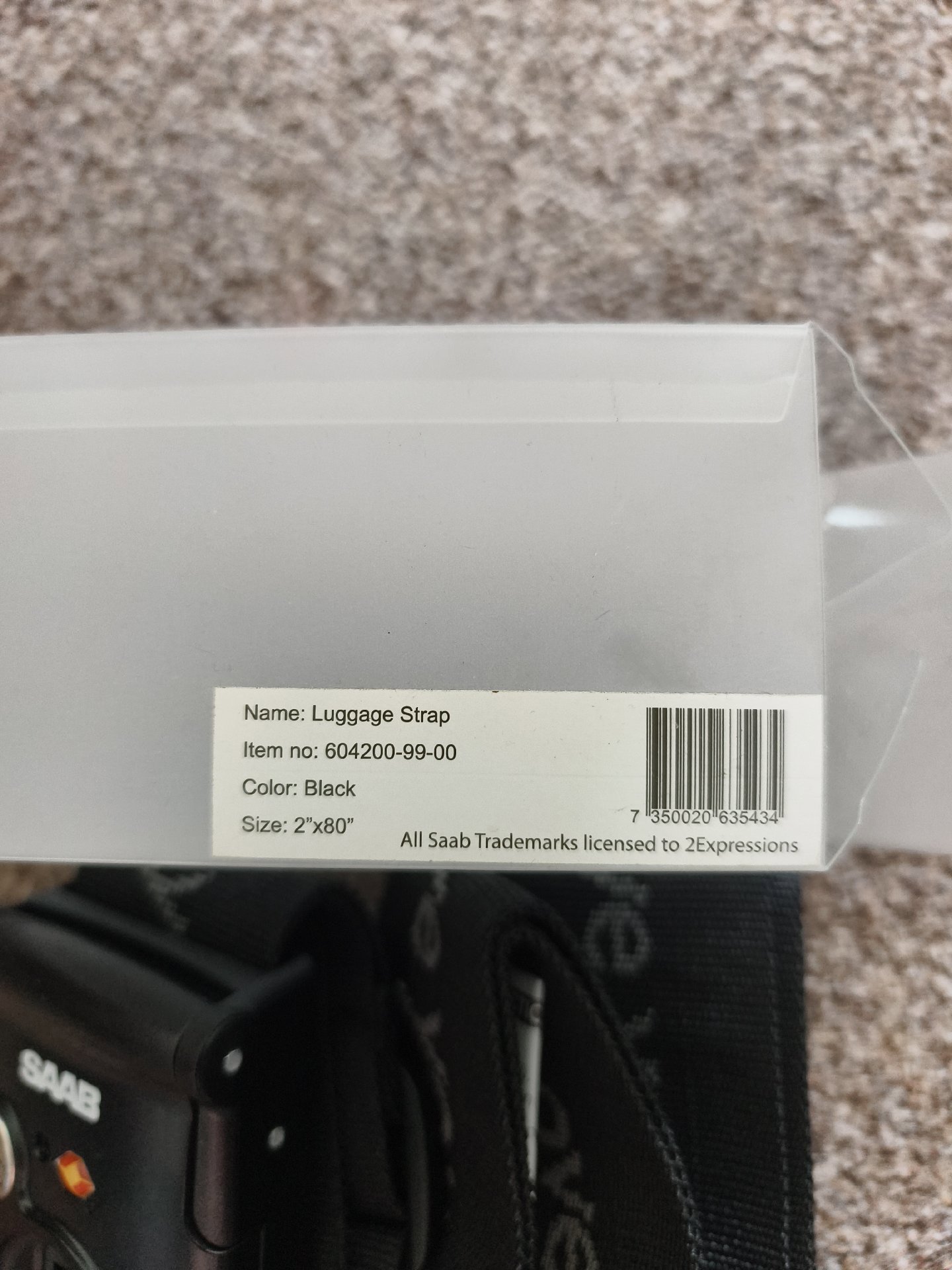 Saab Black Luggage Strap with Combination Lock 2" x 80", Saab, 2" x 80", New condition — preloved on SilentSale®