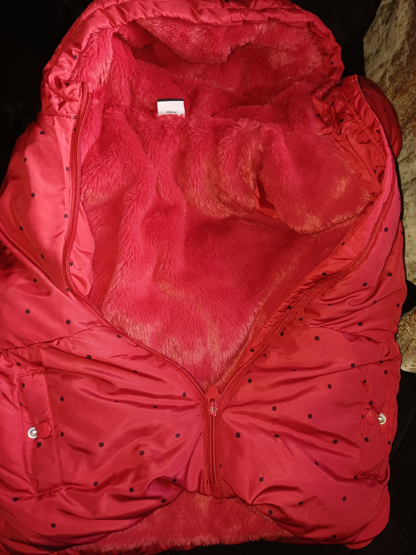 Mickey and Friends Red Polka Dot Padded Coat with Hood – 4-5 Years, George, 4 years, Excellent condition — preloved on SilentSale®