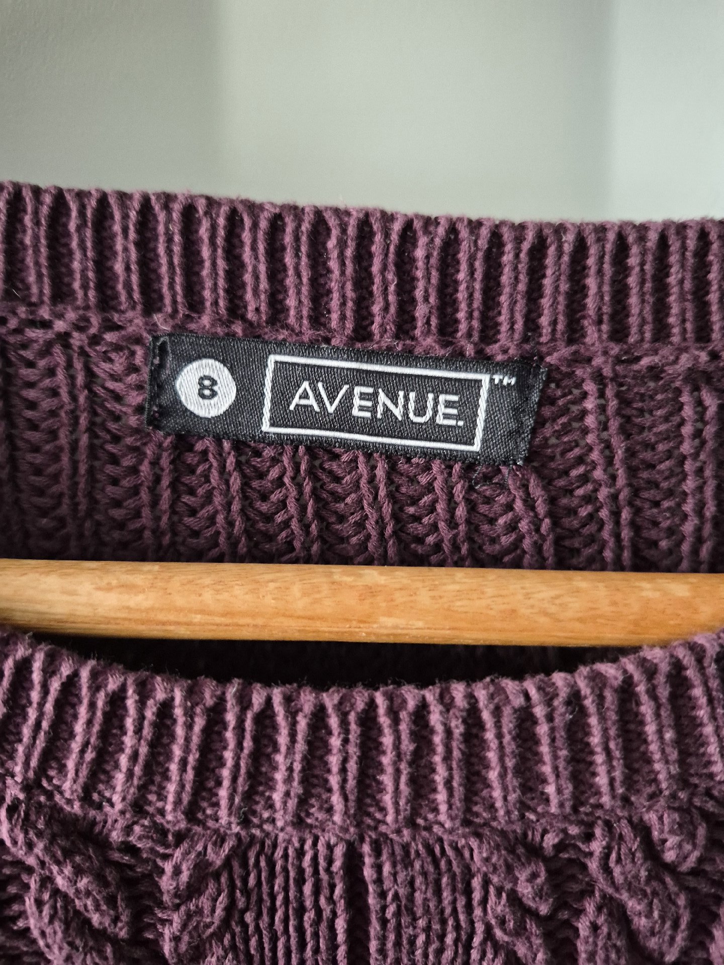 Avenue Plum Purple Cable Knit Longline Jumper Dress – Size 8, Avenue, 8, Excellent condition — preloved on SilentSale®