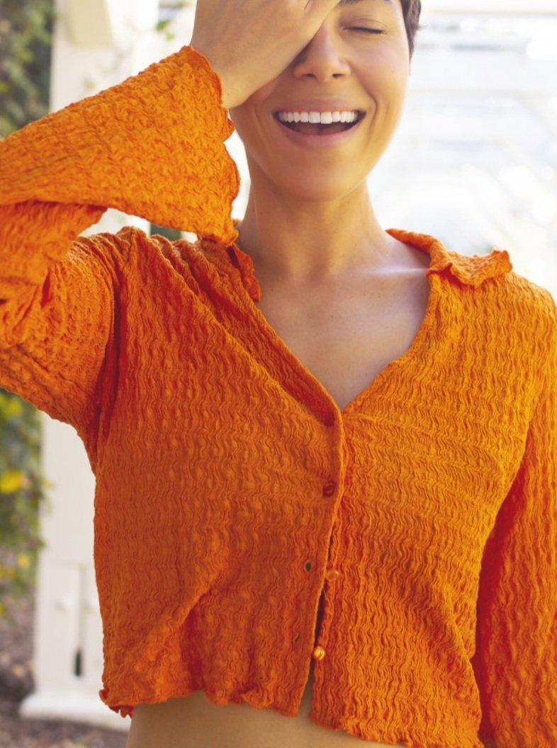 Orange Textured Crop Cardigan, Orange, 12, New condition — preloved on SilentSale®