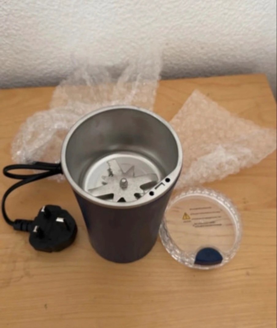 Electric Coffee Grinder for Espresso, Black/Clear Lid, Wall Plug-in, Easy Clean, Electric, One Size, New condition — preloved on SilentSale®