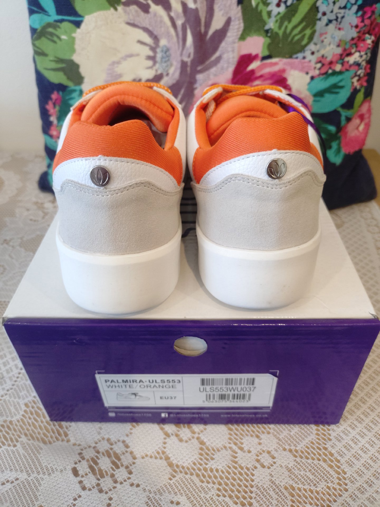 Ladies Lotus Palmira White and Orange Trainers – Size 4, Lotus, 4, New condition — preloved on SilentSale®