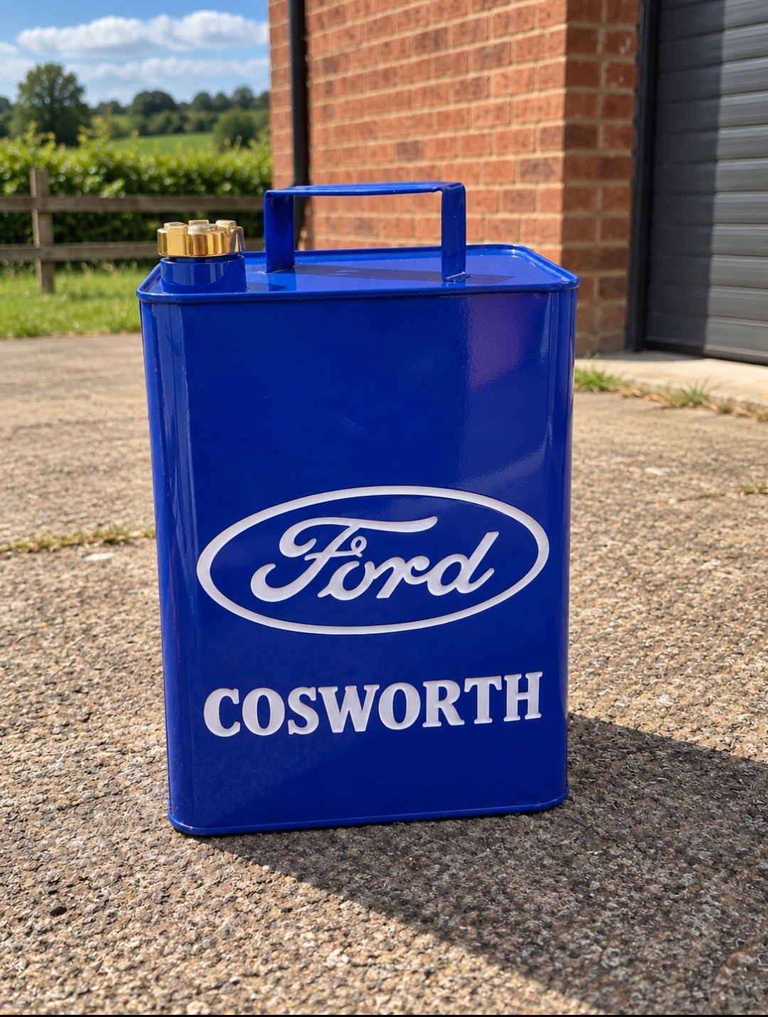 New Reproduction Ford Cosworth Blue Metal Petrol Can – Garage, Mancave Decor, Ford, Large, New condition — preloved on SilentSale®