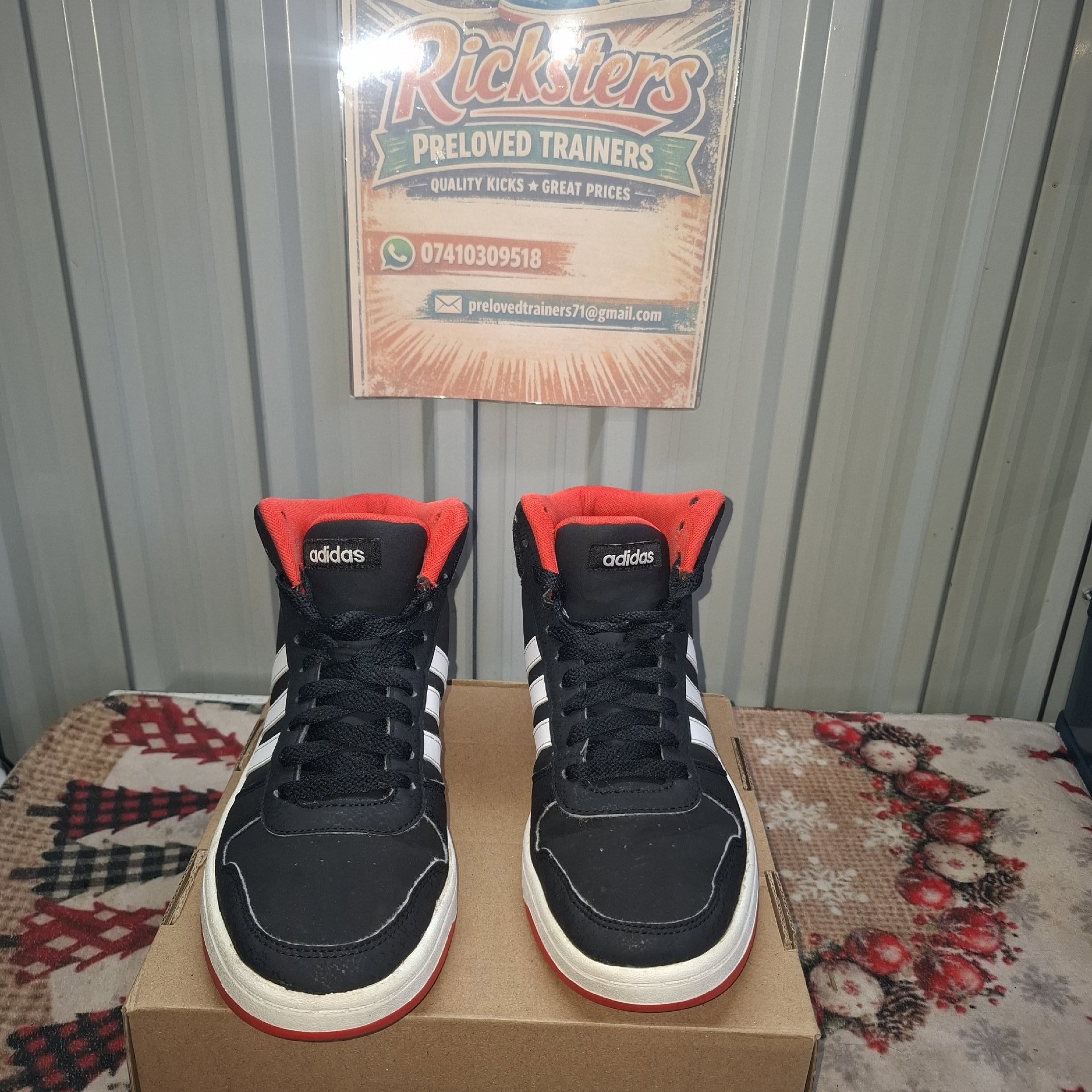 Adidas Black White Red Trainers UK 6.5, Adidas, 6.5, Excellent condition — preloved on SilentSale®