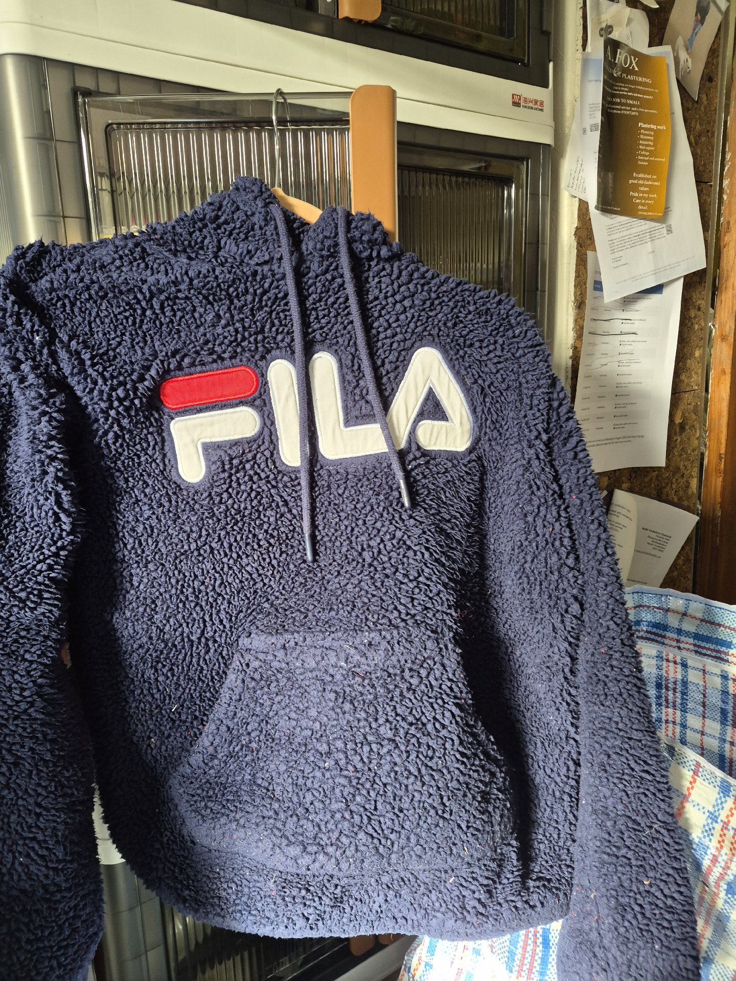 Fila Navy Blue Sherpa Hoodie Sweatshirt – UK Size S, Fila, S, New condition — preloved on SilentSale®