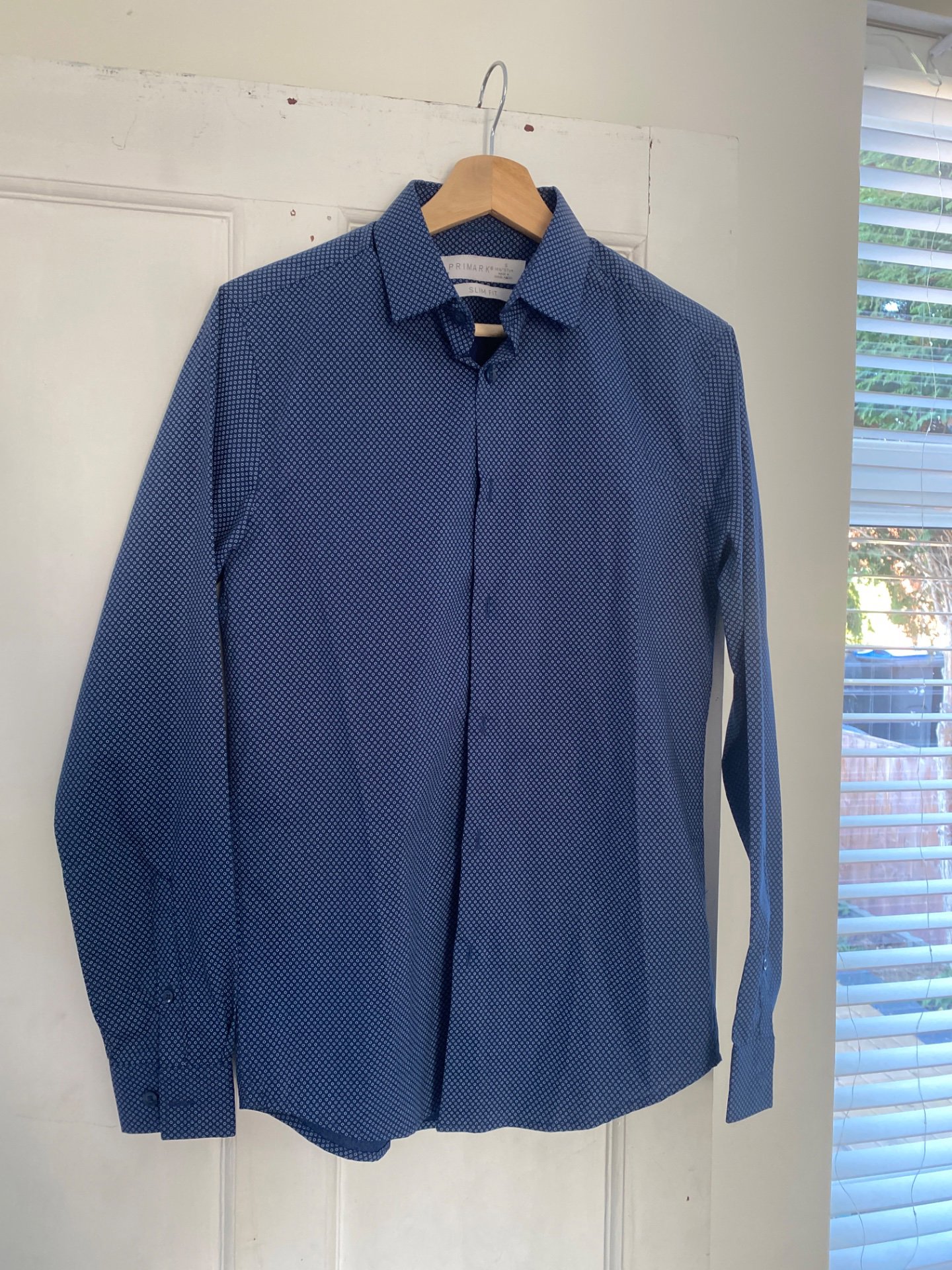 Men's Blue Patterned Long Sleeve Shirt, Primark, S, Excellent condition — preloved on SilentSale®