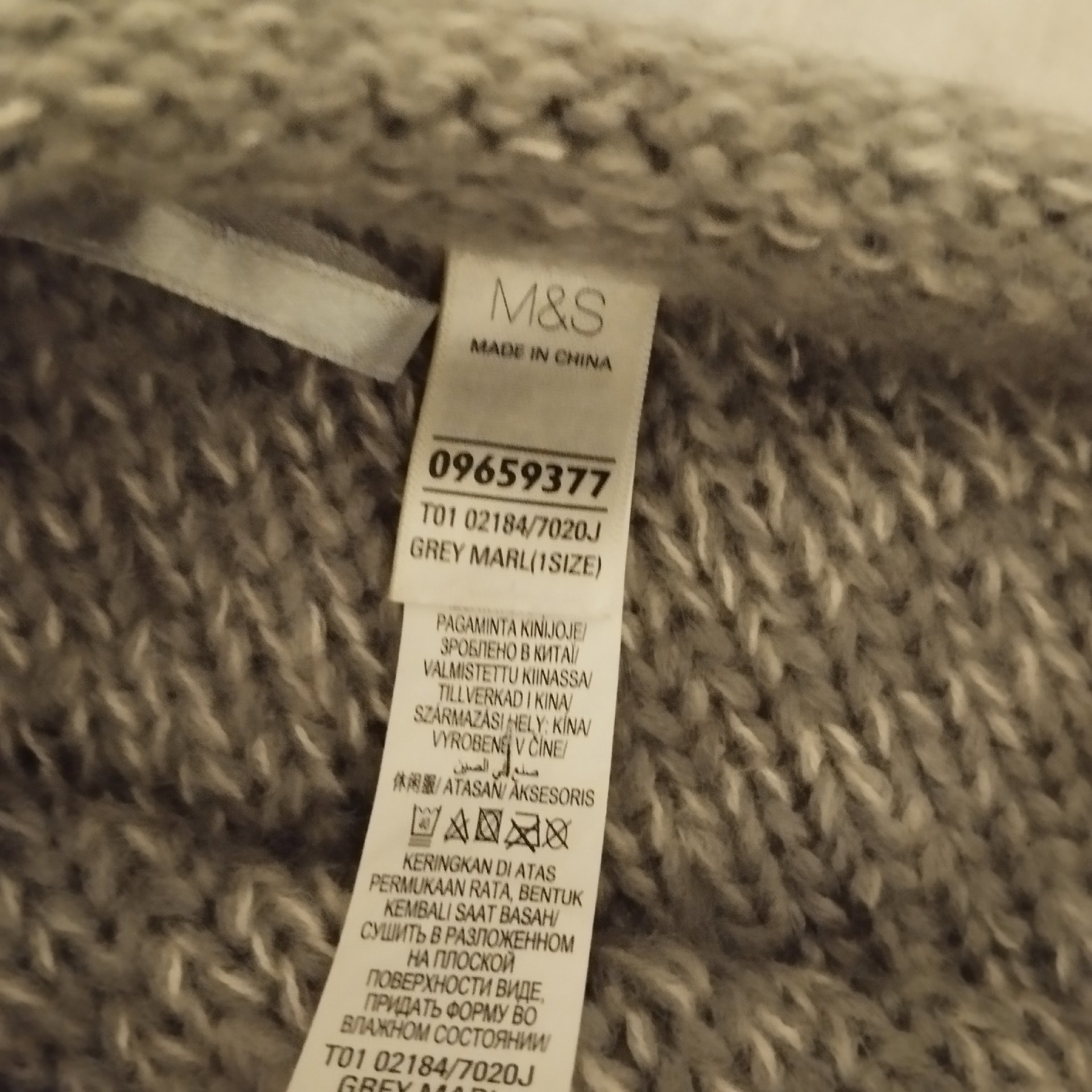 M&s grey knitted poncho with long fringed hem, Marks & Spencer, One Size, Like New condition — preloved on SilentSale®