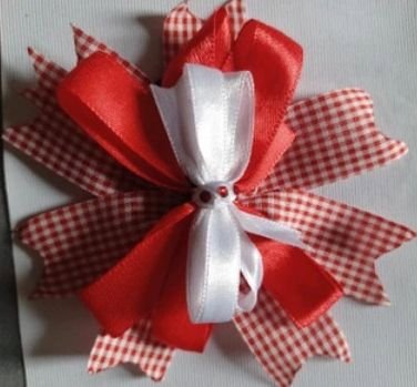 Red anhandmade red & White Ribbon Hair Bobble, Red, One Size, New condition — preloved on SilentSale®