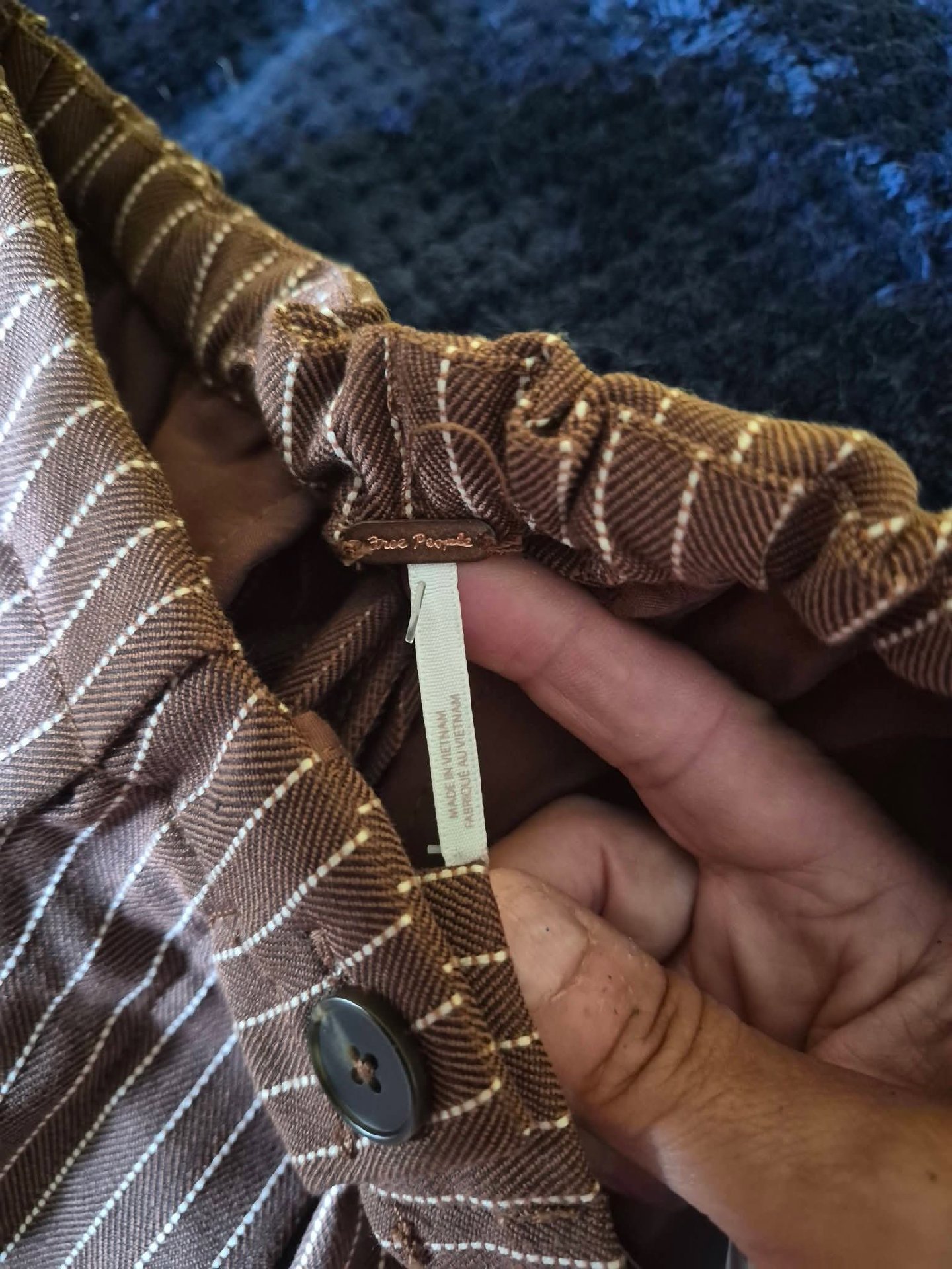 Free People Brown Pinstripe Trousers – XS, Free People, XS, Excellent condition — preloved on SilentSale®