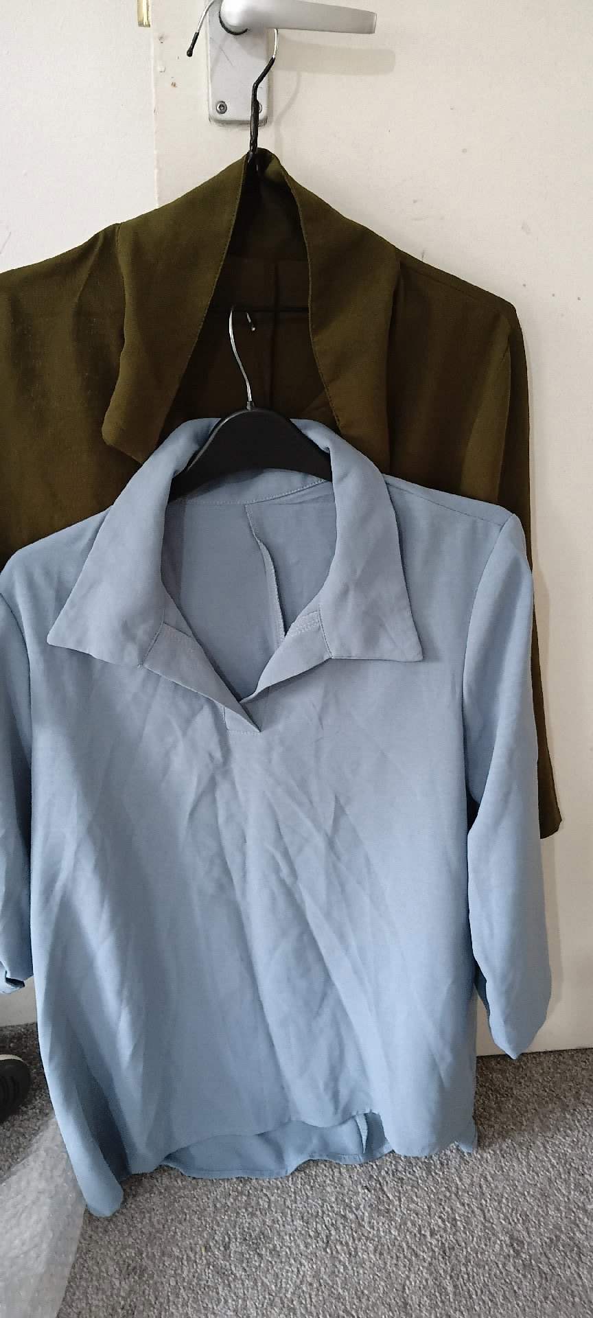 Two Collared Blouses in Blue and Olive Green, Shein, M, Excellent condition — preloved on SilentSale®