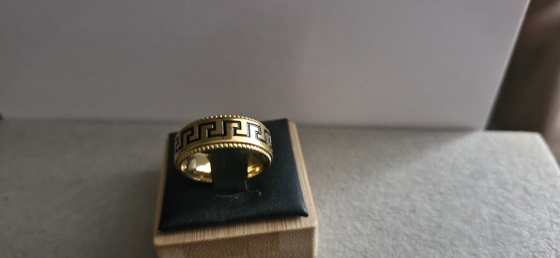 Gold Tone Greek Key Pattern Ring 19mm, Gold Tone, One Size, New condition — preloved on SilentSale®