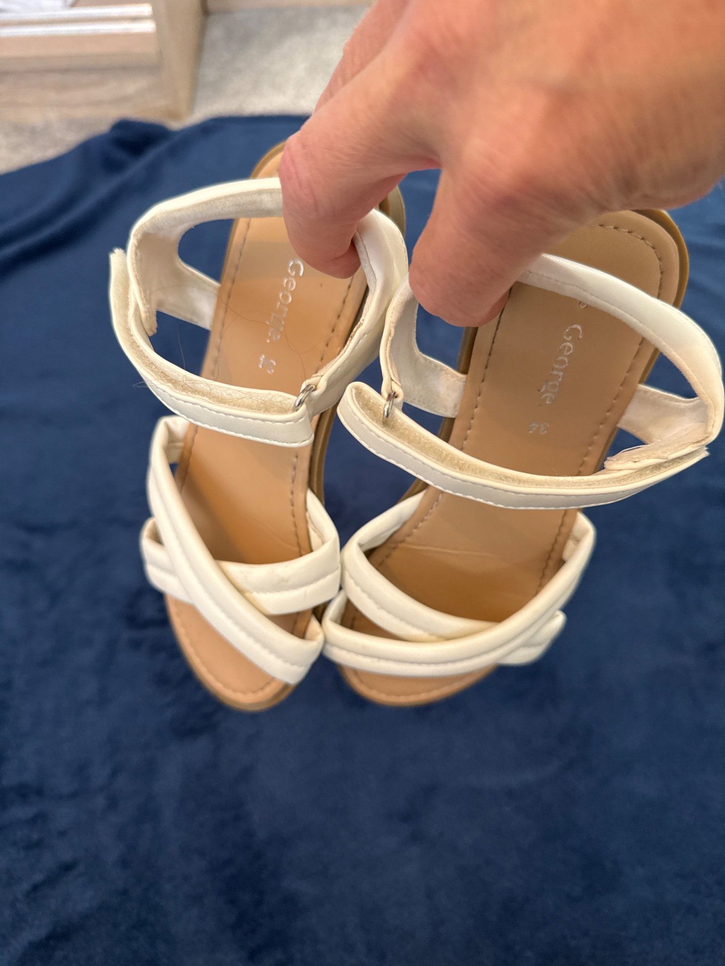 Girls White Strappy Sandals, George, 1.5, Excellent condition — preloved on SilentSale®