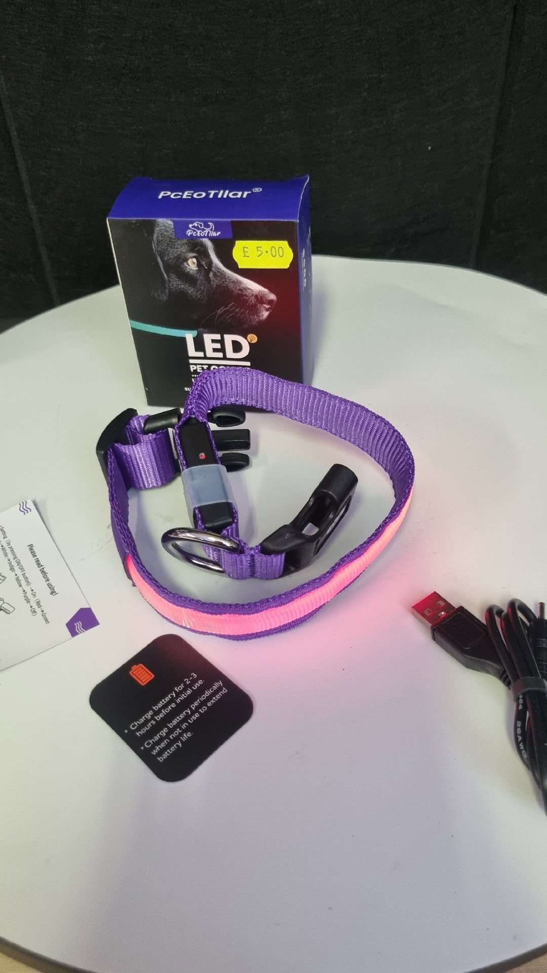 Led pet collar, rechargeable   multicolour size M, PcEoTllar, M, New condition — preloved on SilentSale®