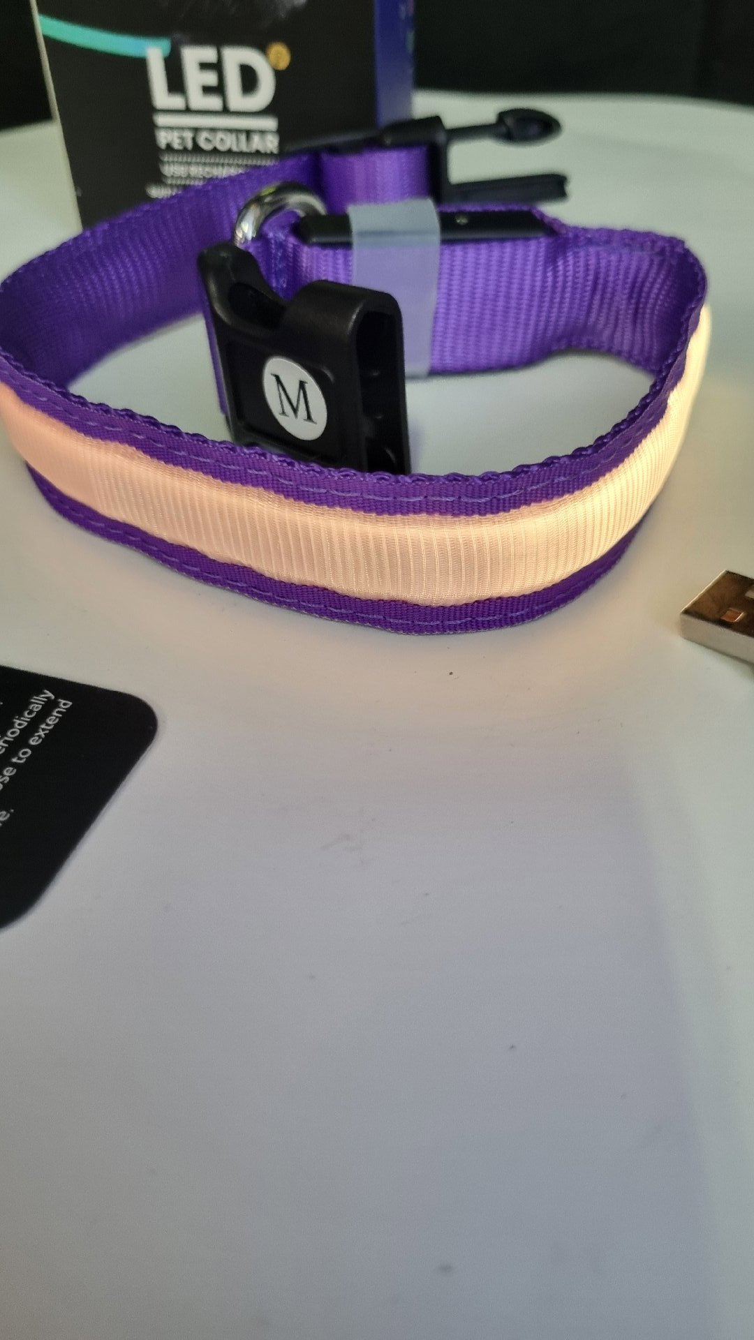 Led pet collar, rechargeable   multicolour size M, PcEoTllar, M, New condition — preloved on SilentSale®