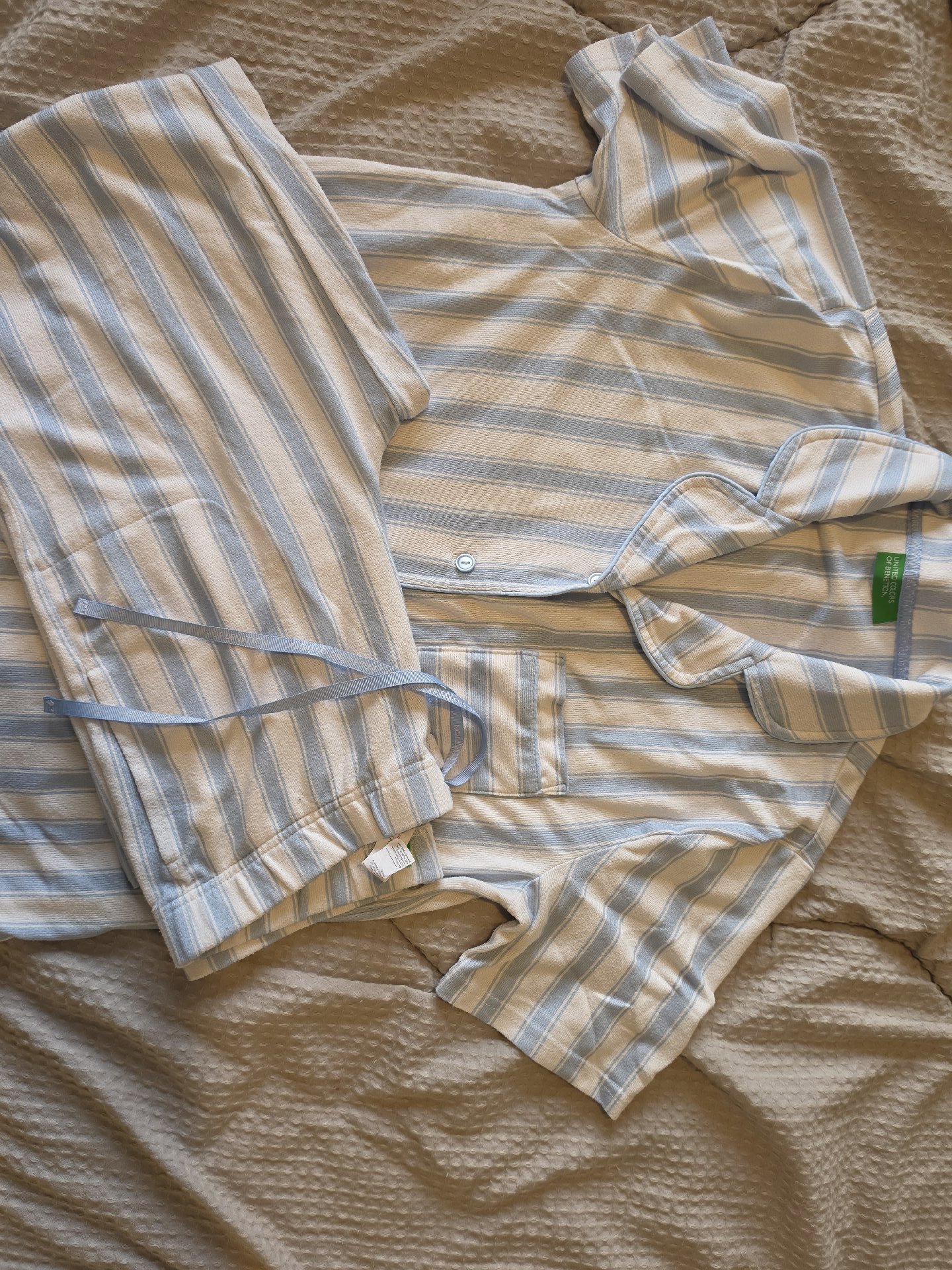 Benetton Striped Cotton Blend Pyjama Set – Size S, Benetton, S, Like New condition — preloved on SilentSale®