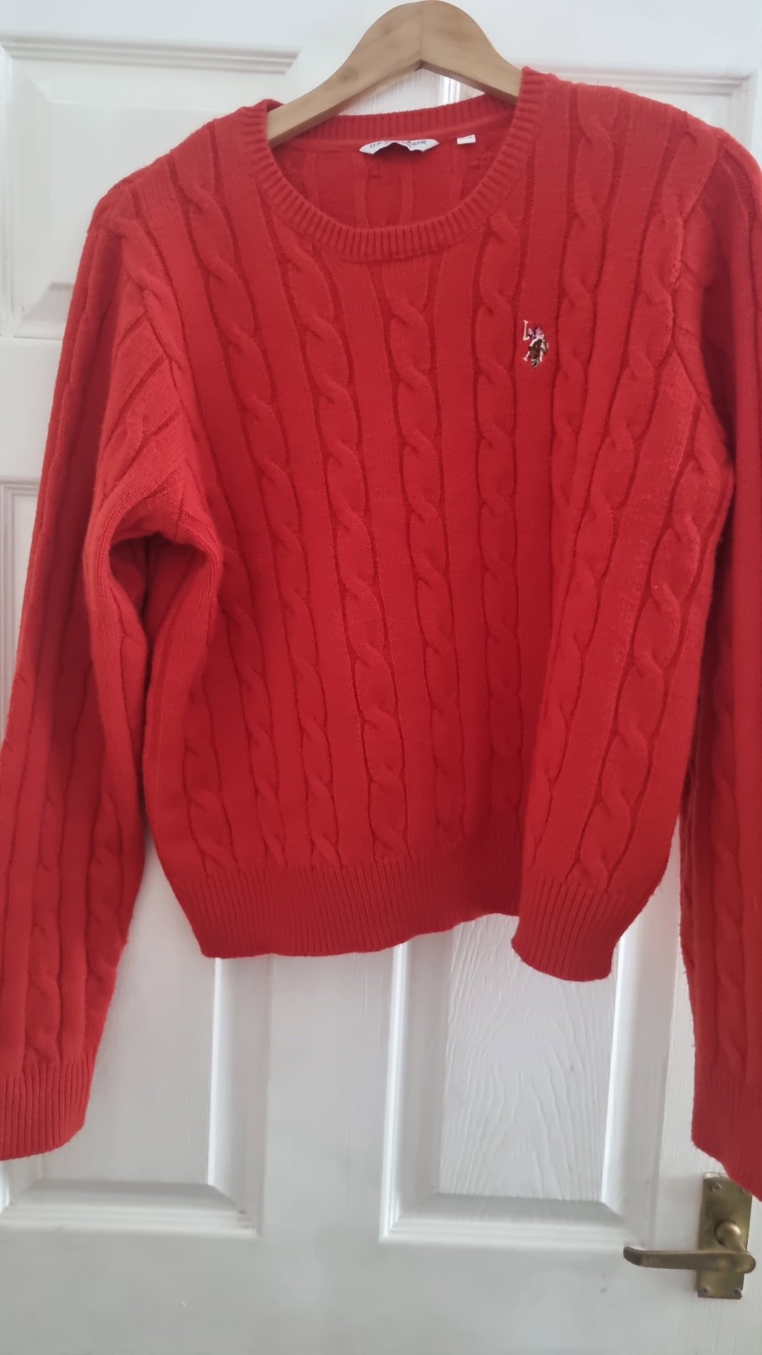 U.S. Polo Assn. Red Cable Knit Jumper – XL/16, U.S. Polo Assn, XL/16, Excellent condition — preloved on SilentSale®