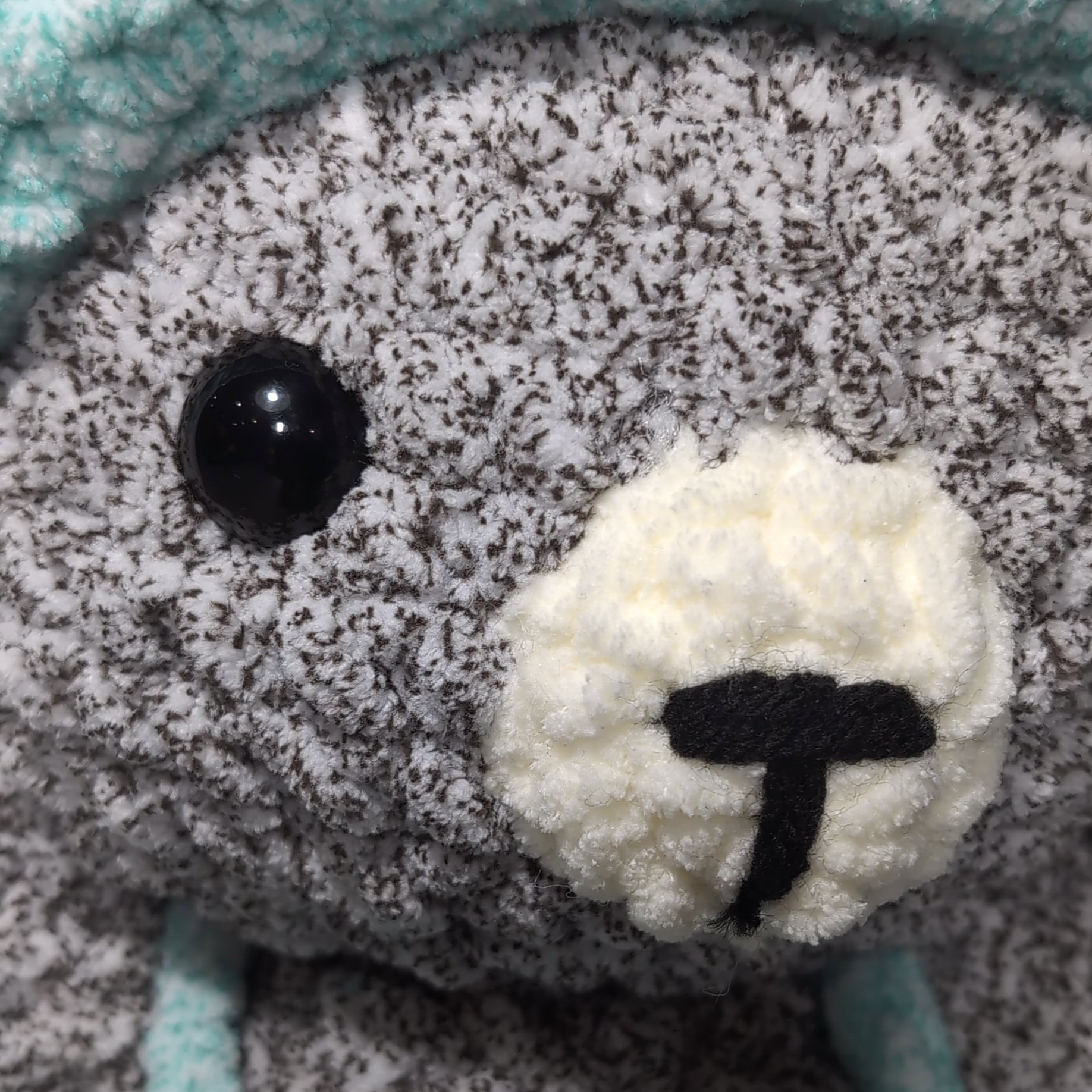 Handmade Crochet Teddy Bear Soft Toy with Blue Outfit, made by Jam, 30 cm tall, Excellent condition — preloved on SilentSale®
