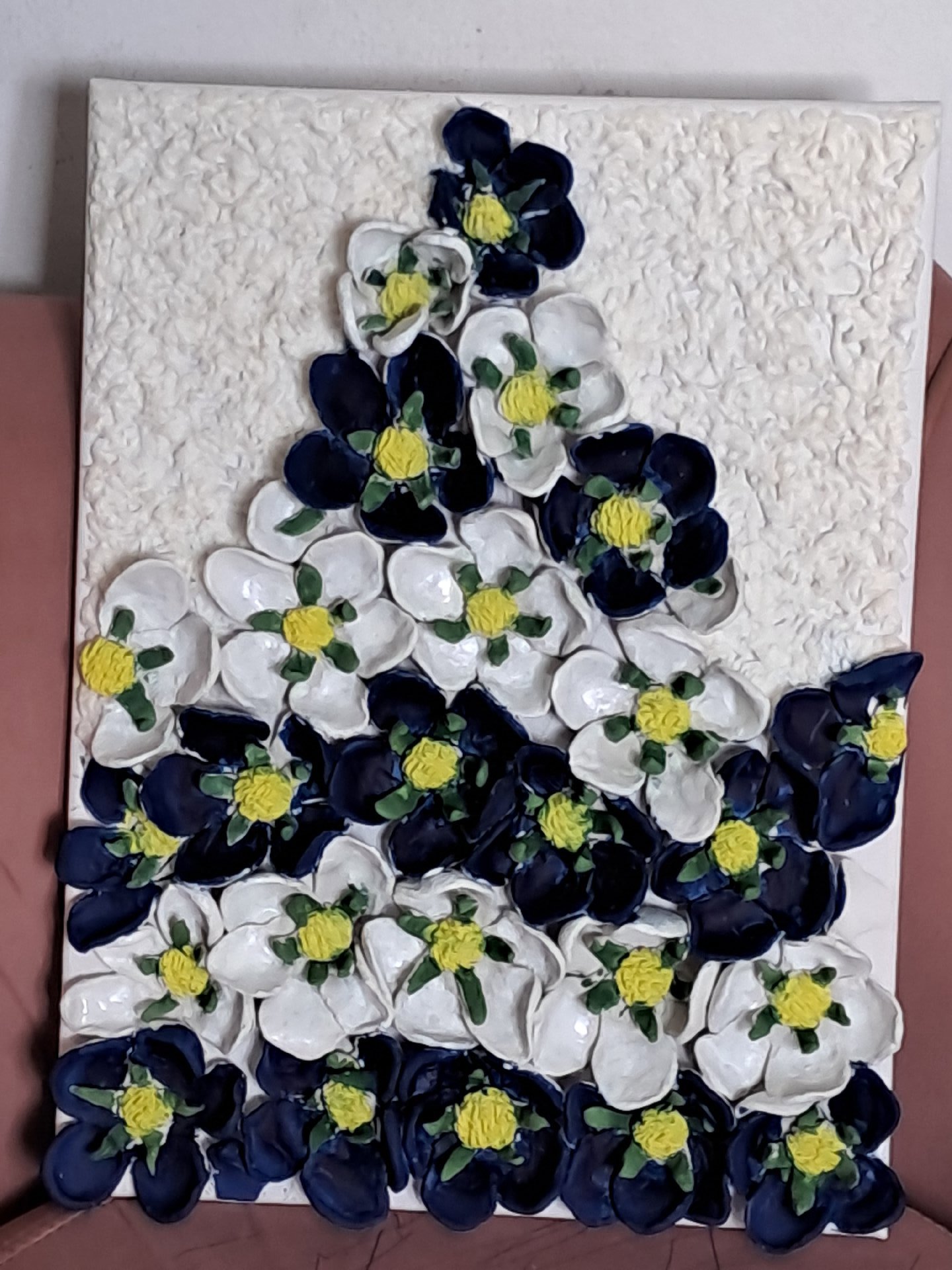 Handmade Ceramic Floral Wall Art Panel, selfmade, Medium, Excellent condition — preloved on SilentSale®