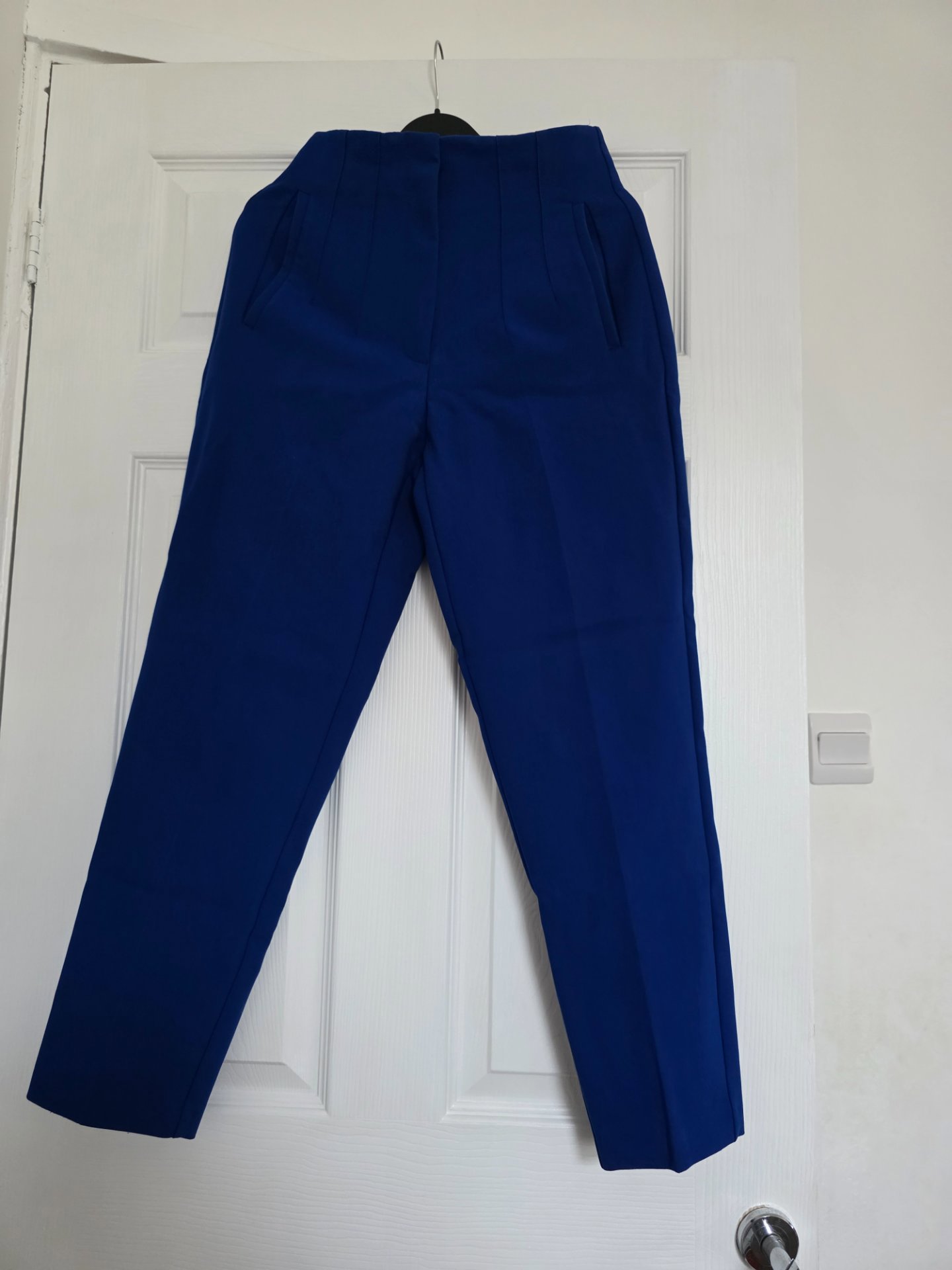 Zara Blue High-Waisted Trousers – Size S, Zara, S, Excellent condition — preloved on SilentSale®