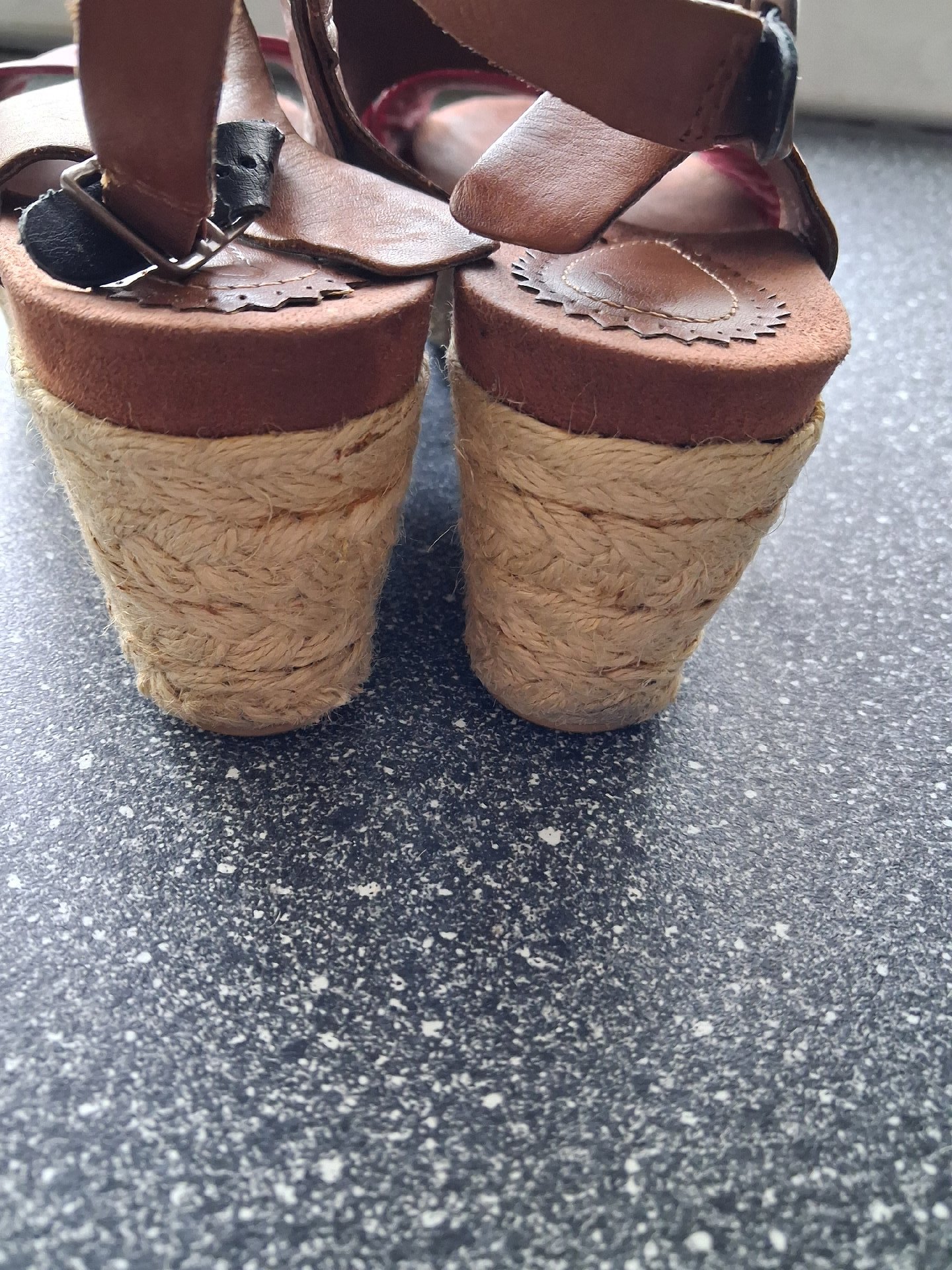 Clarks Brown and Pink Leather Wedge Espadrilles size 4/37– UK 4, Clarks, 4, Good condition — preloved on SilentSale®