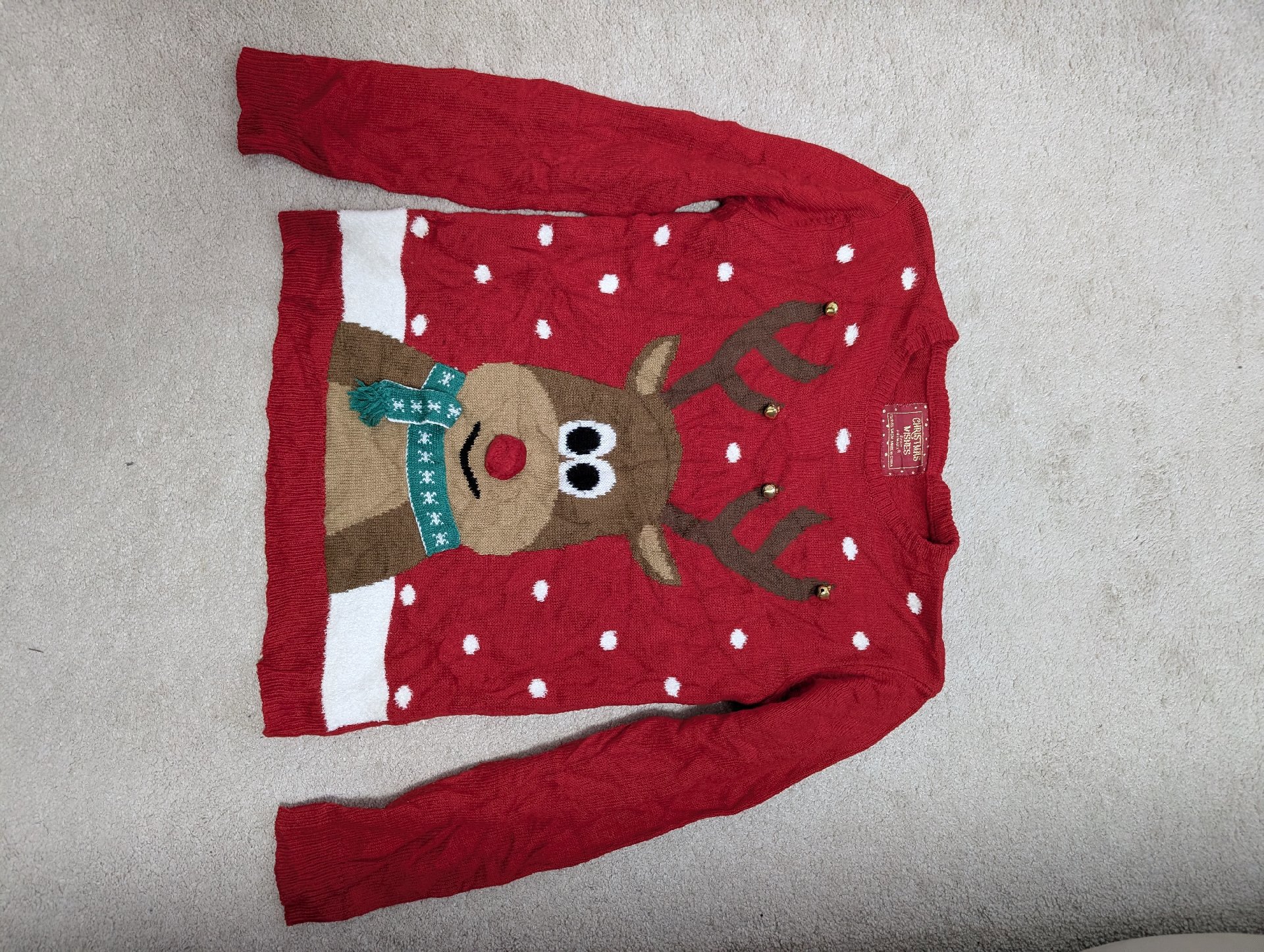 Primark Christmas Wishes Red Reindeer Christmas Jumper – 13-14 Years, Primark, 13-14 years, Good condition — preloved on SilentSale®