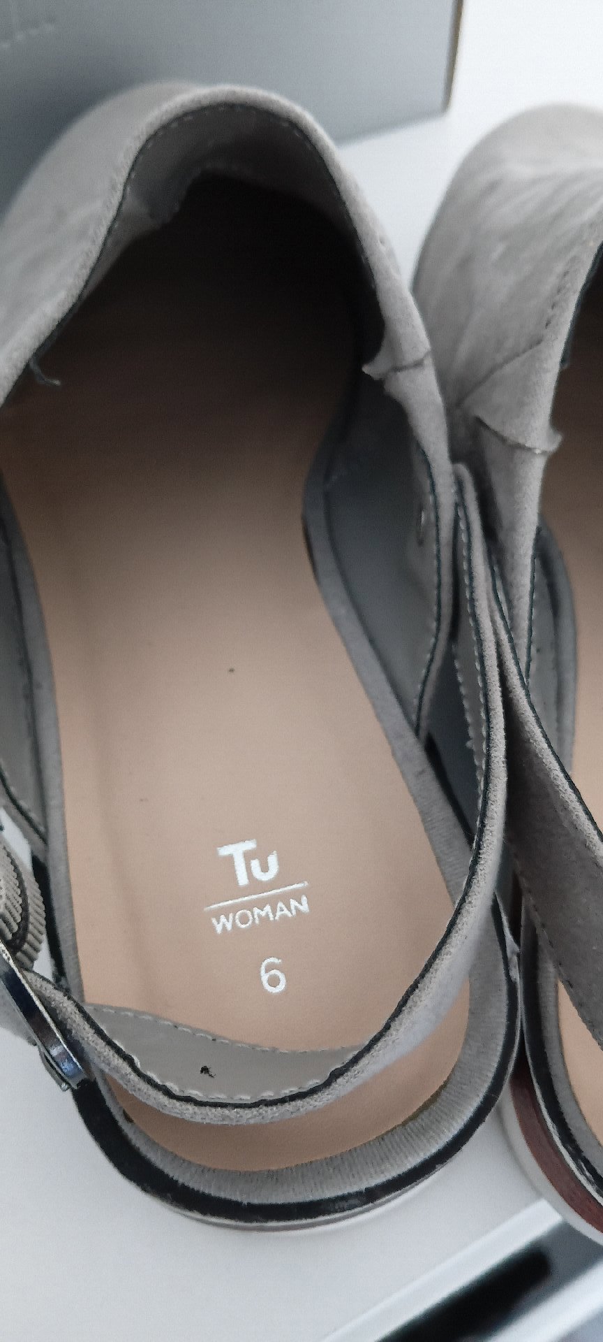 Tu Woman Grey Suede Slingback Shoes – UK 6, TU, 6, Excellent condition — preloved on SilentSale®