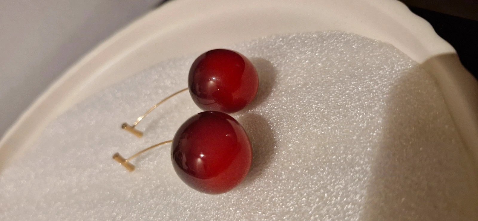 Cherry Drop Hoop Earrings with Gold Tone Wire, Gold Tone, One Size, New condition — preloved on SilentSale®
