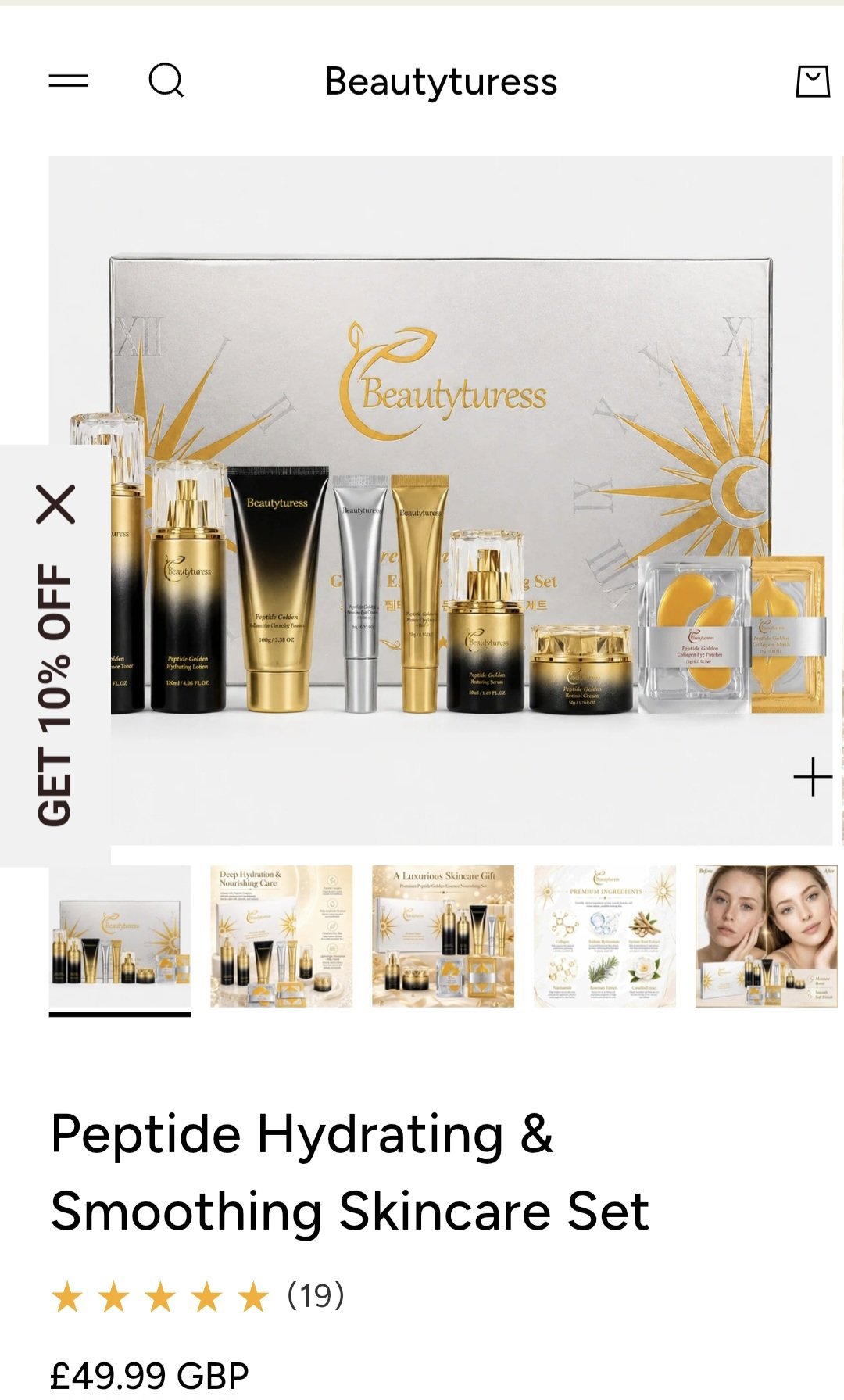 Beautyturess Peptide Hydrating & Smoothing Skincare Set, Beautyturess, One Size, New condition — preloved on SilentSale®