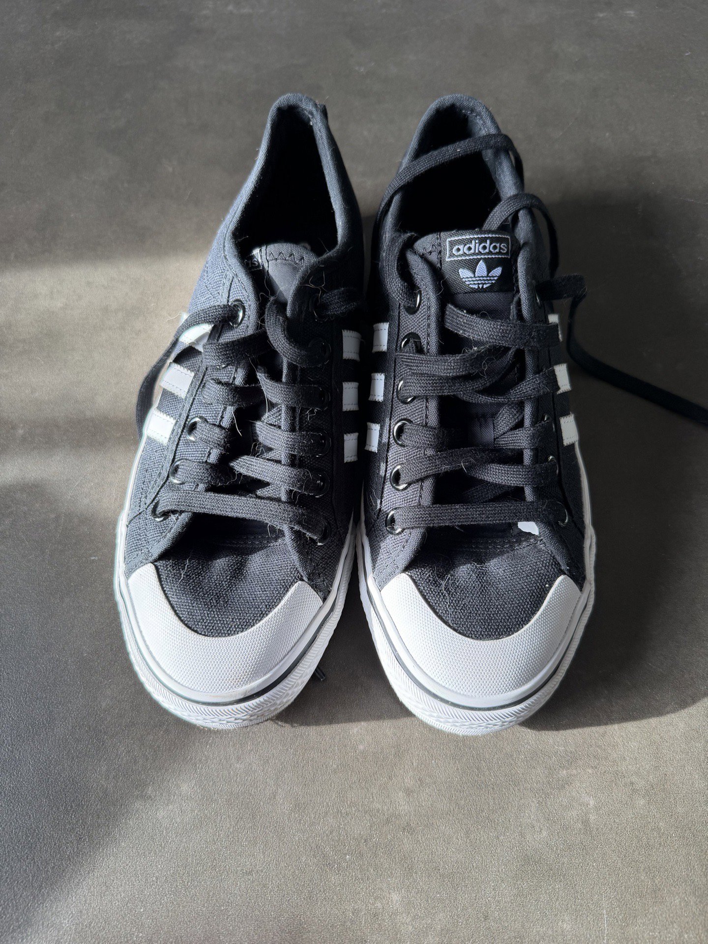 Adidas Nizza Black Canvas Trainers, Adidas, 5.5, Good condition — preloved on SilentSale®
