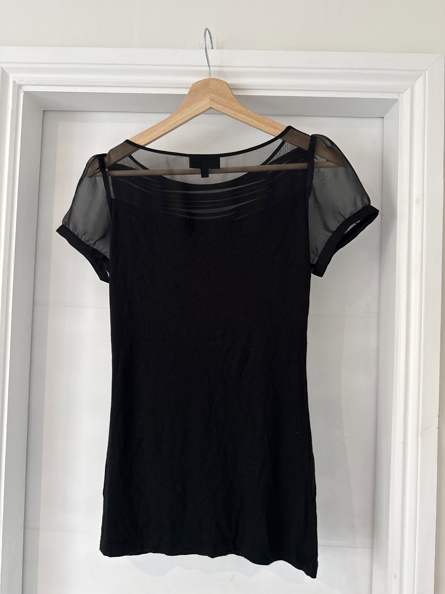 Warehouse Black Sheer Sleeve Top – UK 10, Warehouse, 10, Excellent condition — preloved on SilentSale®
