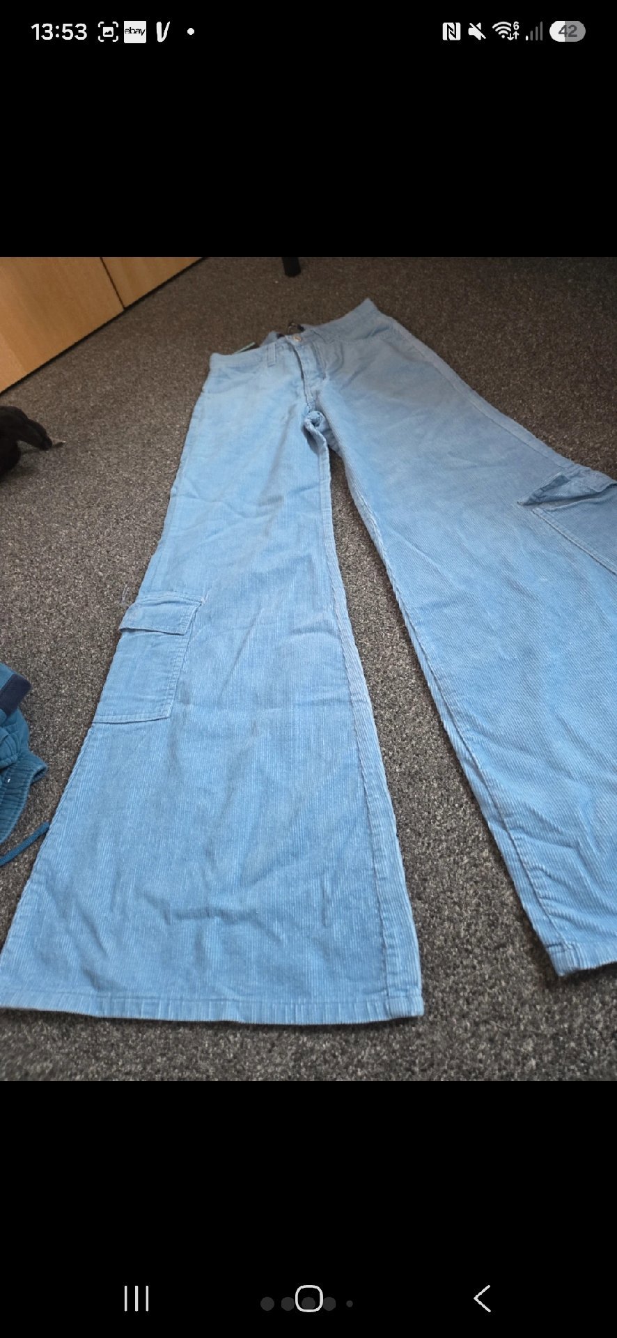 Sasson Light Blue Corduroy Wide Leg Trousers, Sasson, Waist 26 Length 32, New condition — preloved on SilentSale®