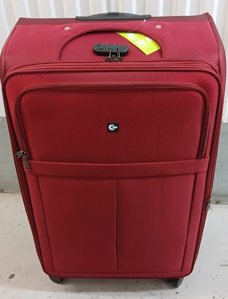 32 inches Red Soft Shell Suitcase with Wheels and Front Pocket, power action, Extra Large, New condition — preloved on SilentSale®