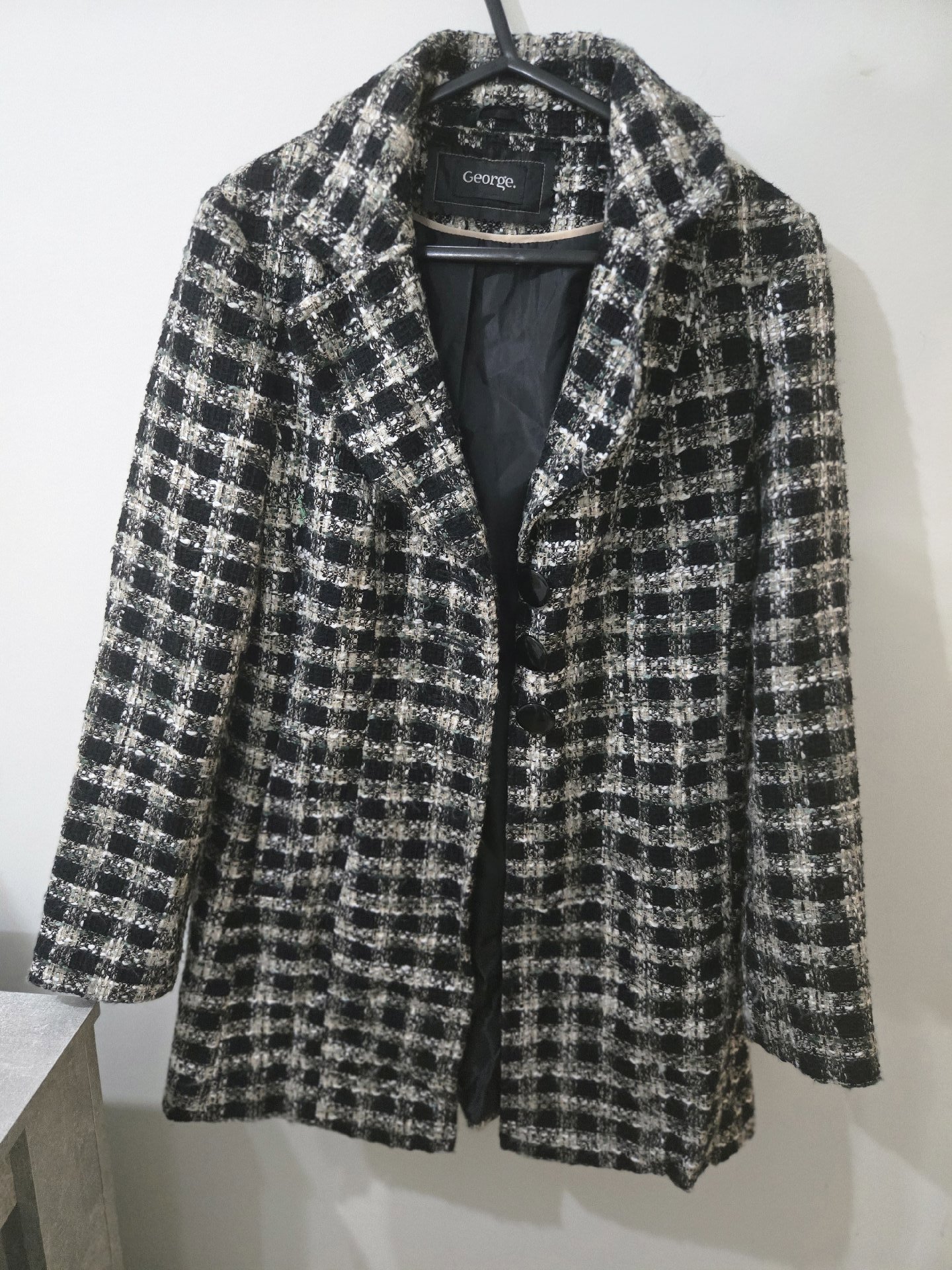 George Black and White Checked Coat – UK 10, George, 10, Excellent condition — preloved on SilentSale®