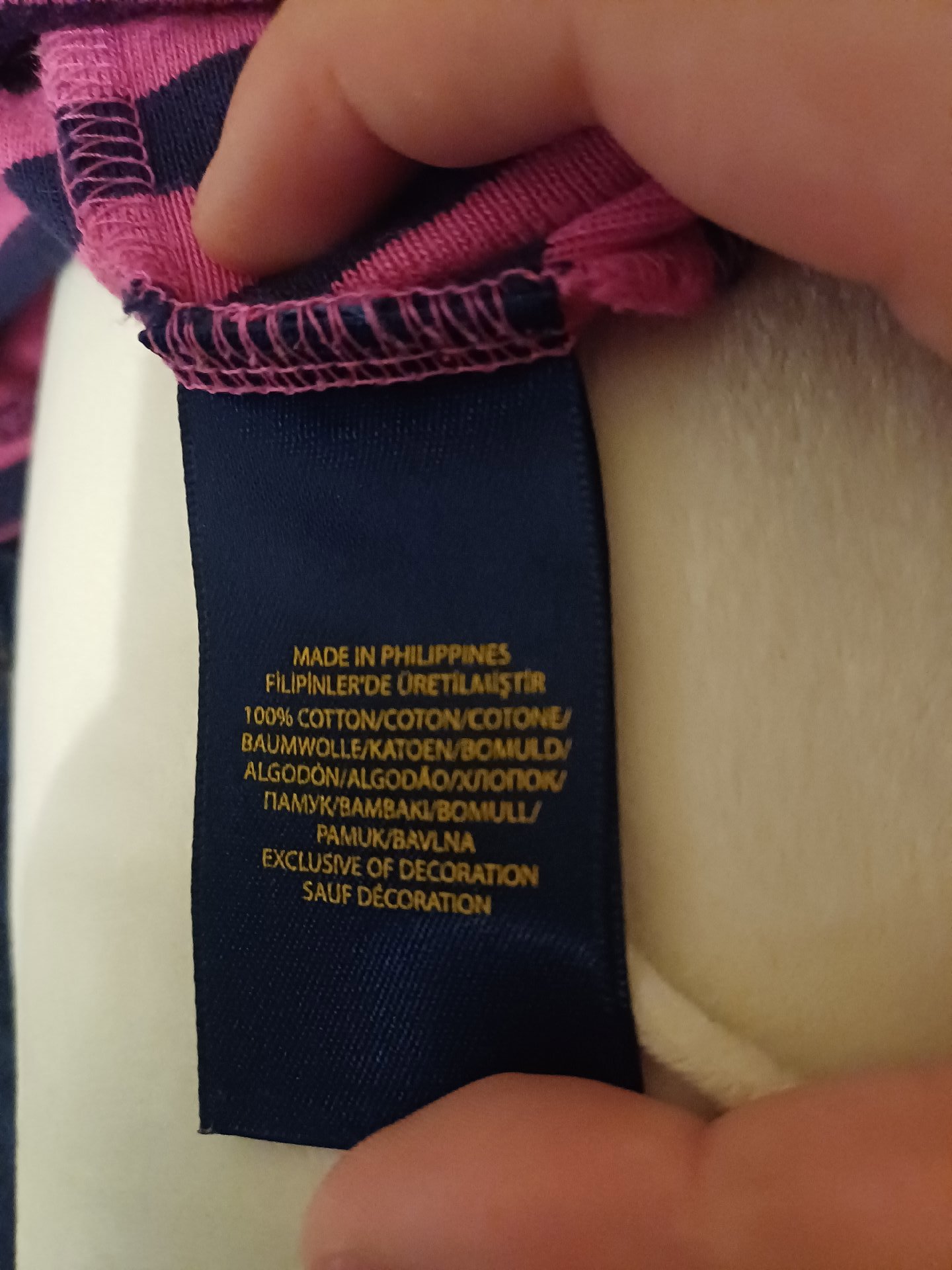 Polo Ralph Lauren Pink and Navy Striped V-Neck T-Shirt, Polo Ralph Lauren, M, Like New condition — preloved on SilentSale®