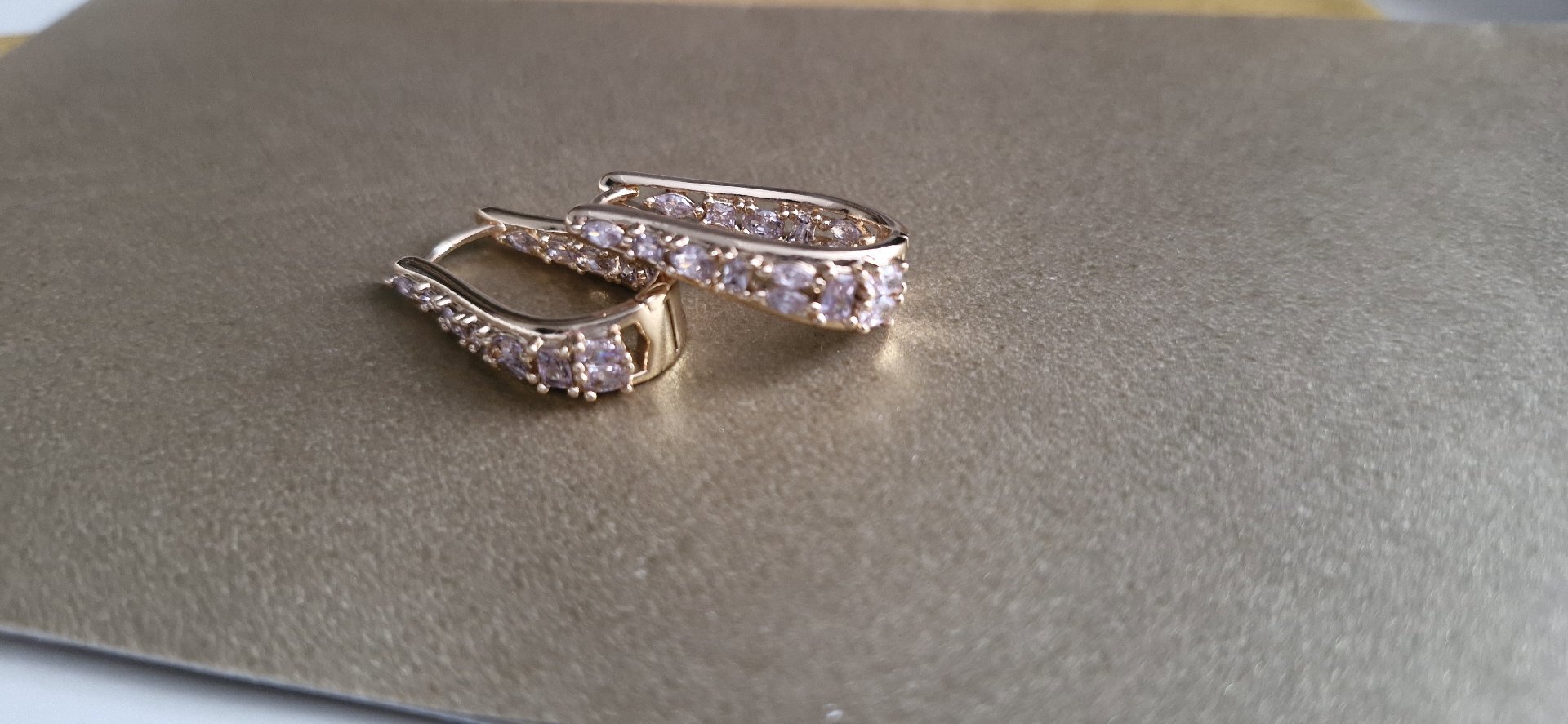 Gold  colour plated Tone Crystal Hoop Earrings, Gold, One Size, Excellent condition — preloved on SilentSale®