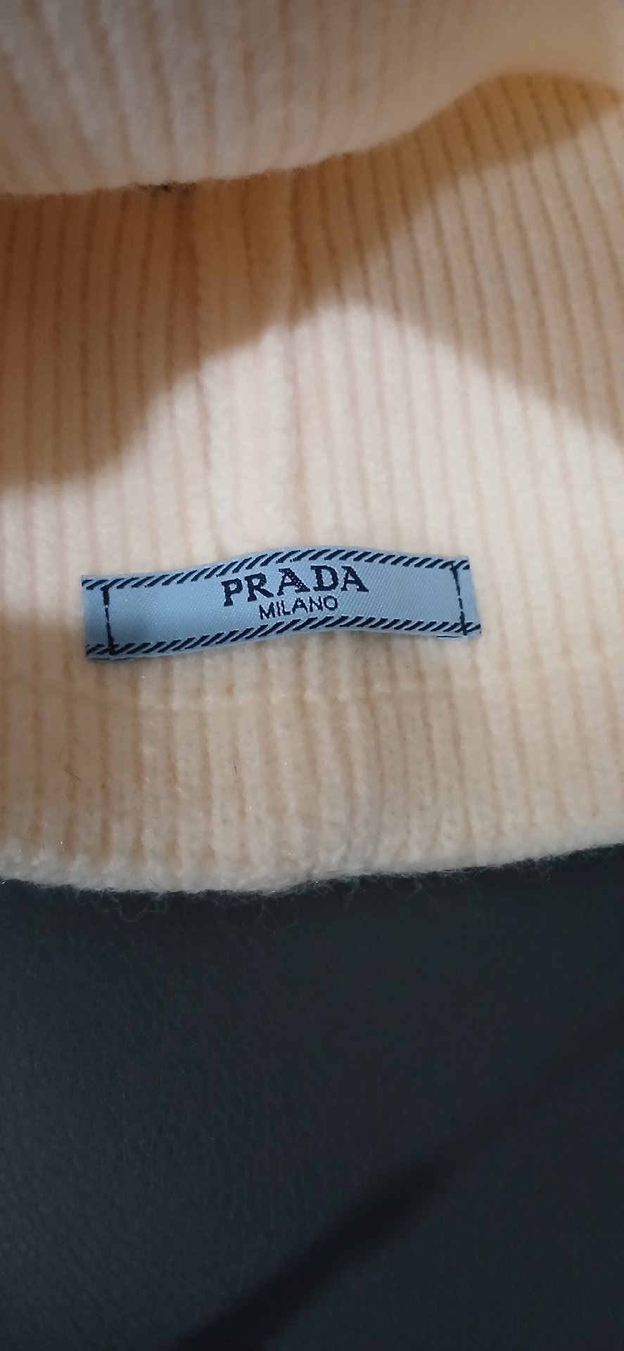 Prada Cream Ribbed Knit Beanie Hat, Prada, M, New condition — preloved on SilentSale®