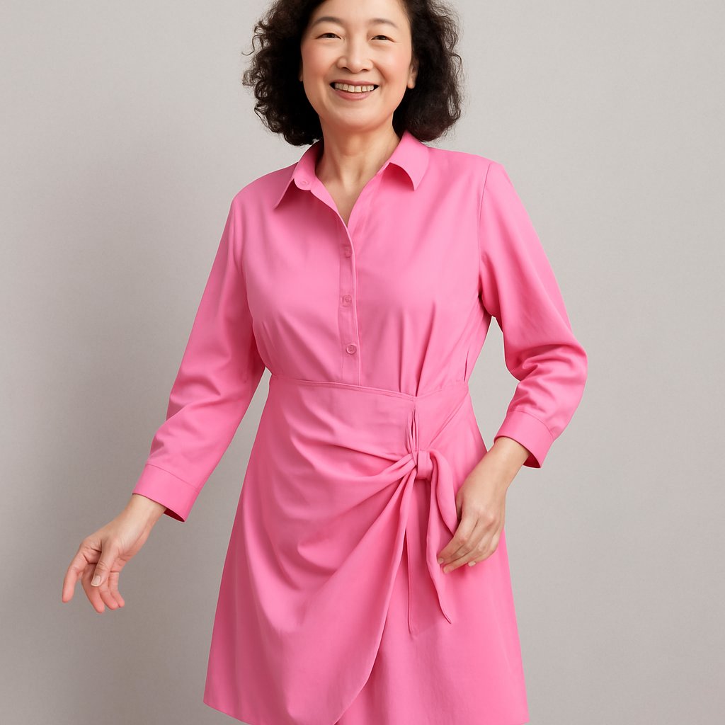 Simply Be Pink Shirt Dress with Tie Waist, Simply Be, 22, New condition — preloved on SilentSale®