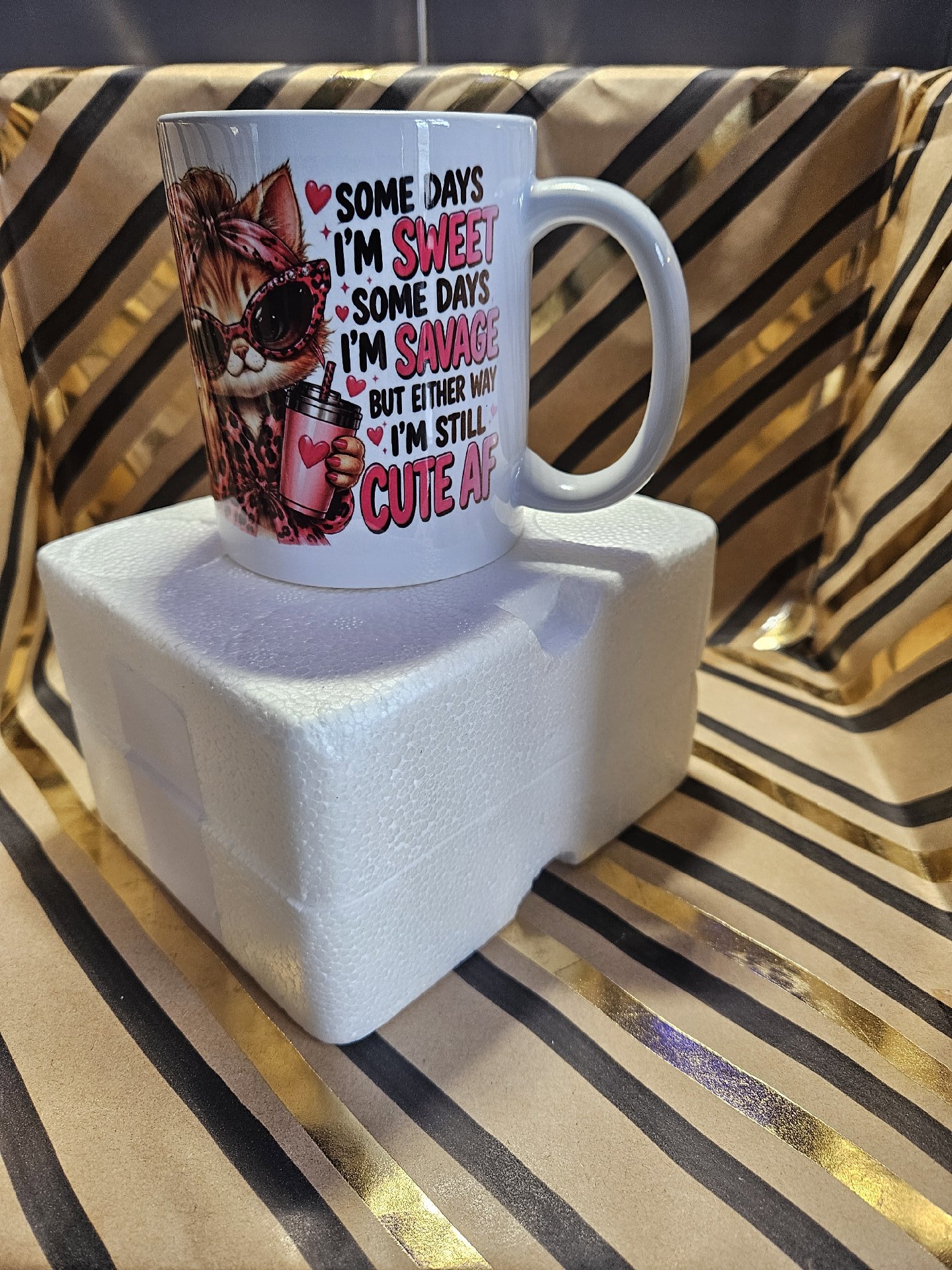 Novelty Ceramic Mug with Cute Cat and Quote, Unbranded, One Size, New condition — preloved on SilentSale®