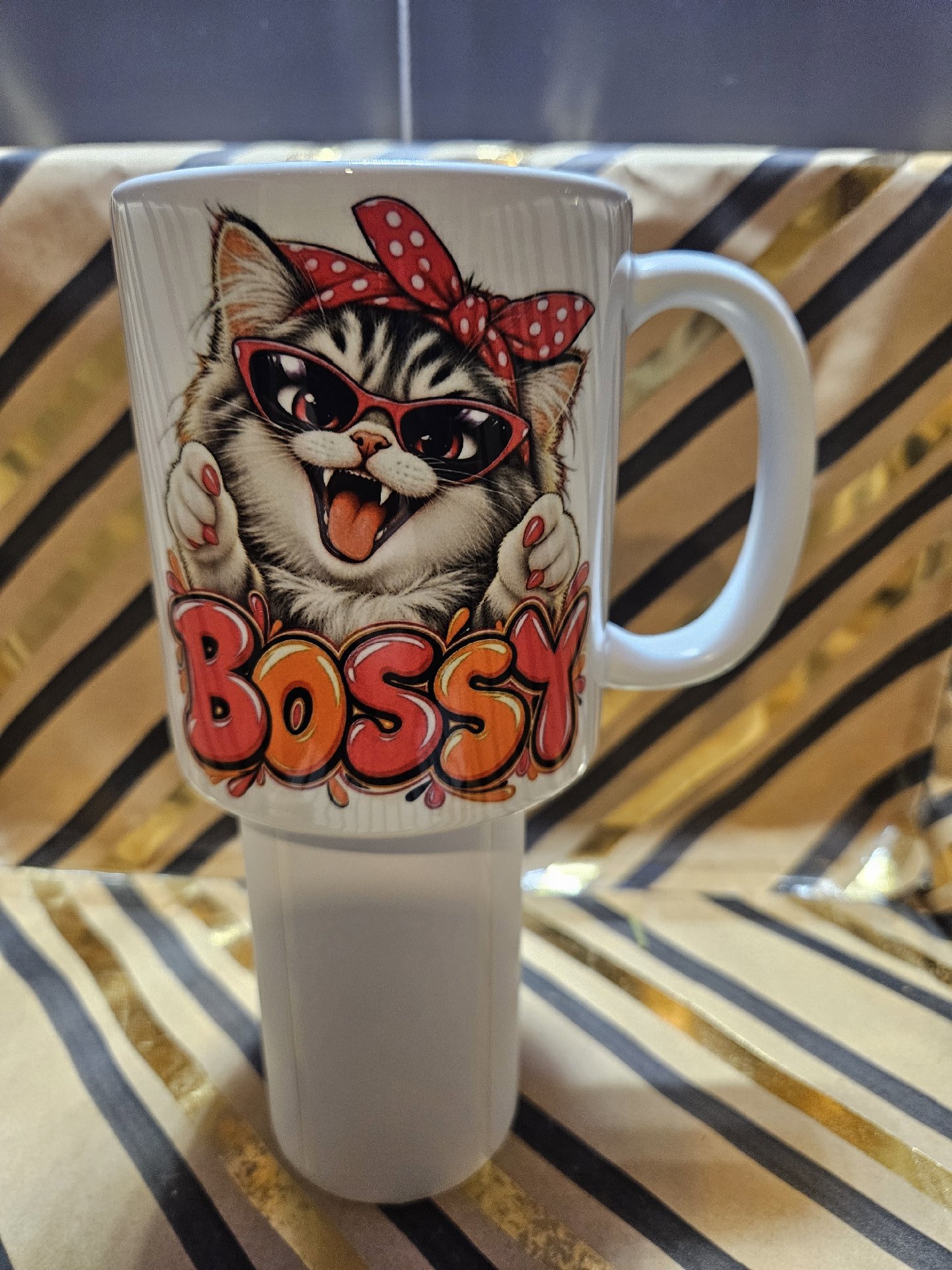 Ceramic Mug with 'Bossy' Cat Design, Unbranded, One Size, New condition — preloved on SilentSale®