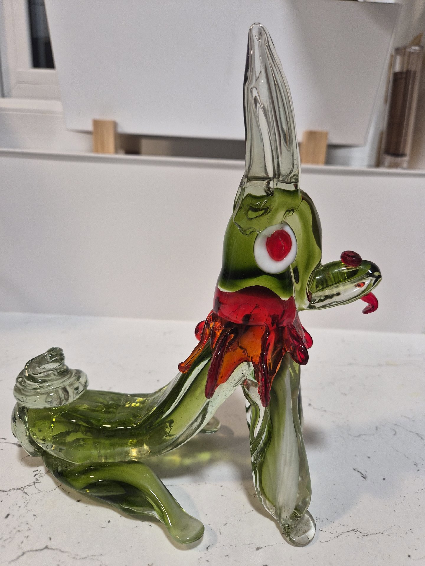 Handmade Glass Animal Figurine Green Red, Handmade, Medium, Excellent condition — preloved on SilentSale®