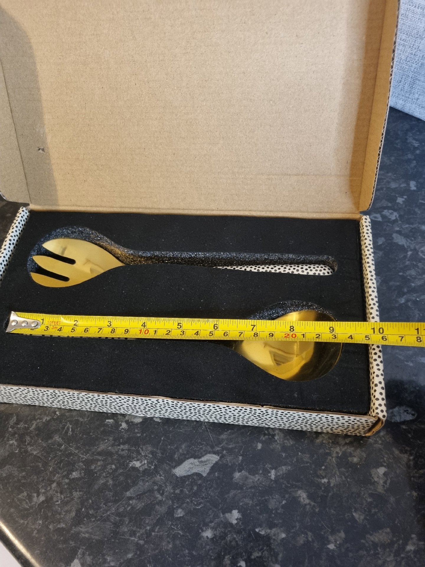 Gold Tone Salad Servers with Speckled White Handles, Unbranded, One Size, New condition — preloved on SilentSale®