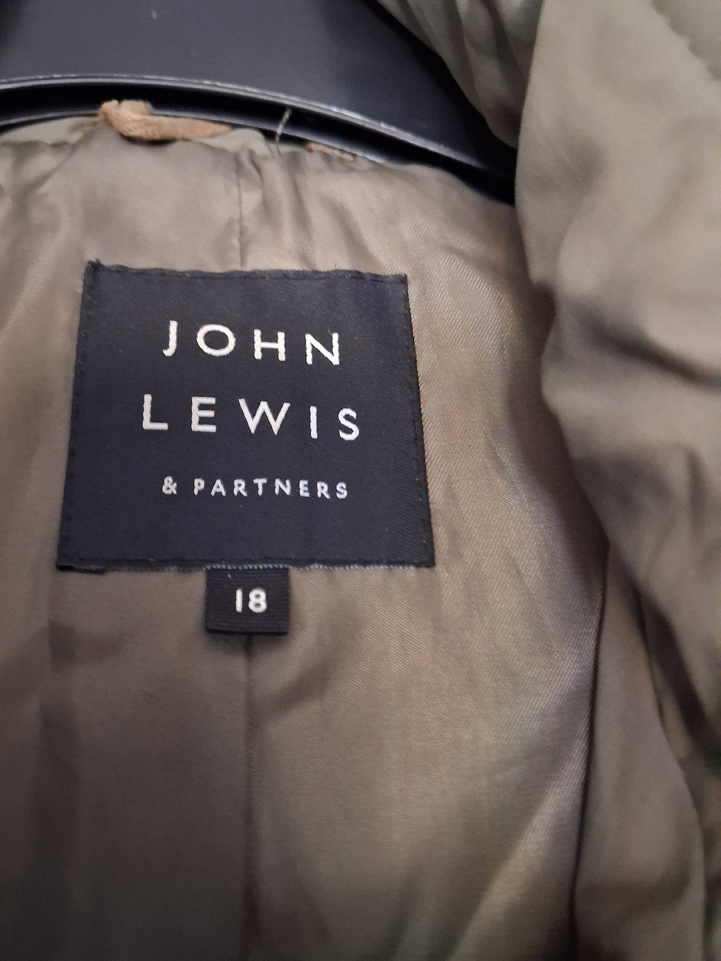 John Lewis Khaki Padded Hooded Coat, John Lewis, 18, Like New condition — preloved on SilentSale®