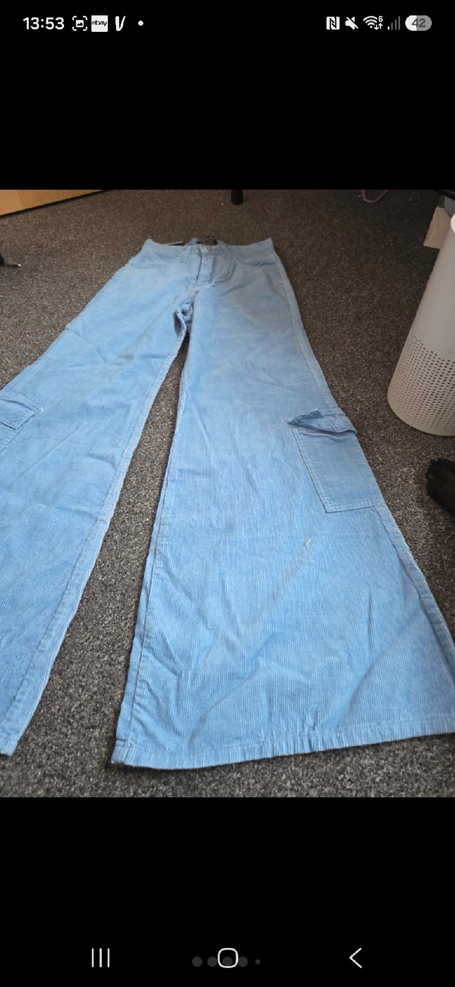 Sasson Light Blue Corduroy Wide Leg Trousers, Sasson, Waist 26 Length 32, New condition — preloved on SilentSale®