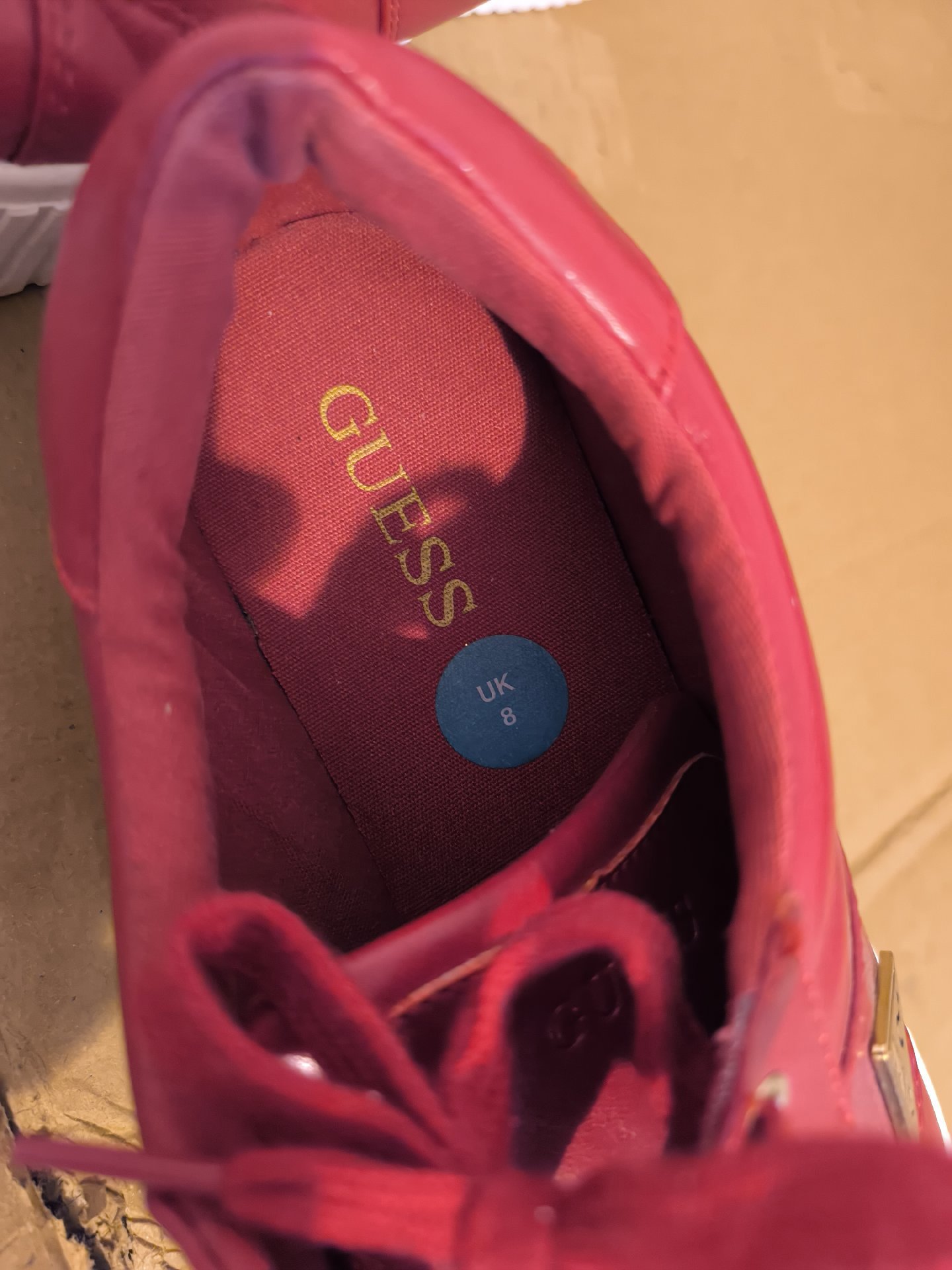 Guess Red Leather Trainers – UK 8, Guess, 8, Excellent condition — preloved on SilentSale®
