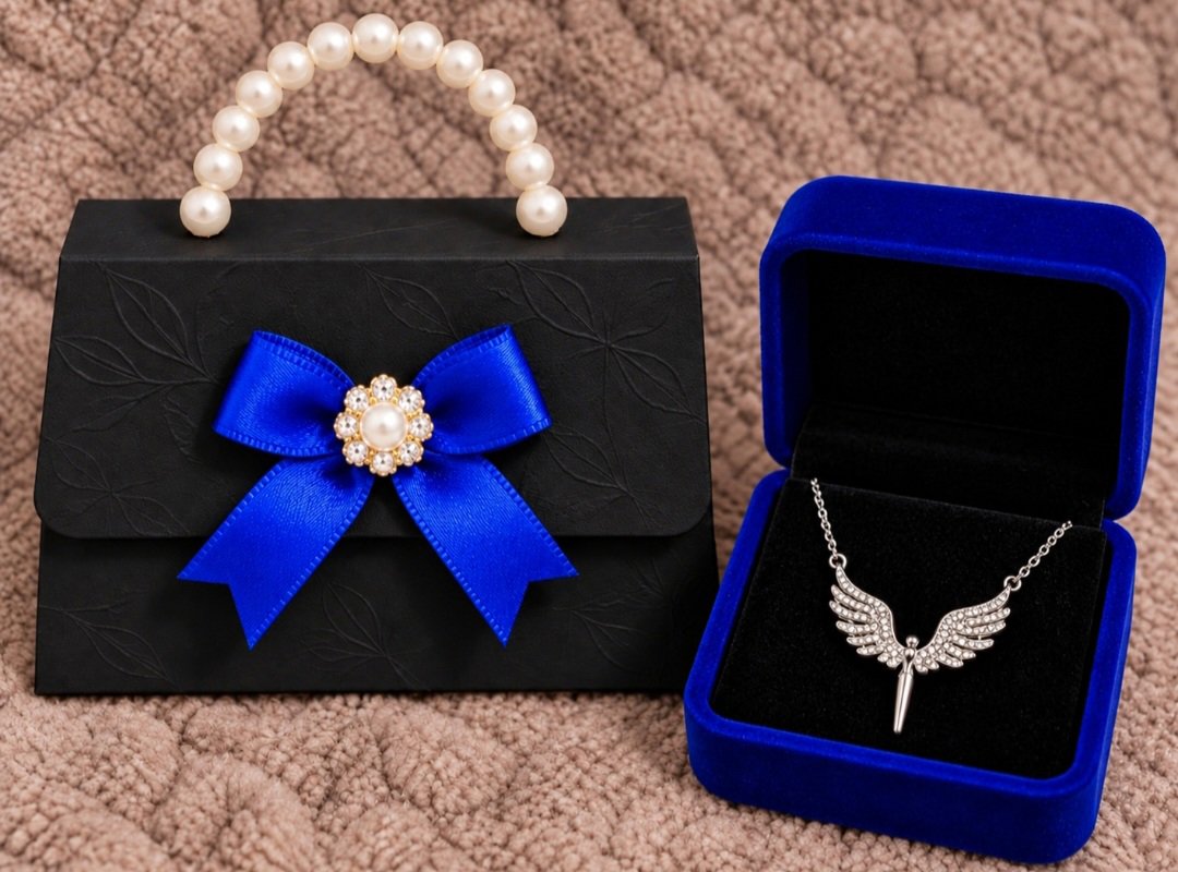 Elegant Gift Set – Black Mini Handbag & Angel Wing Necklace 💙, Unbranded, One Size, New condition — preloved on SilentSale®