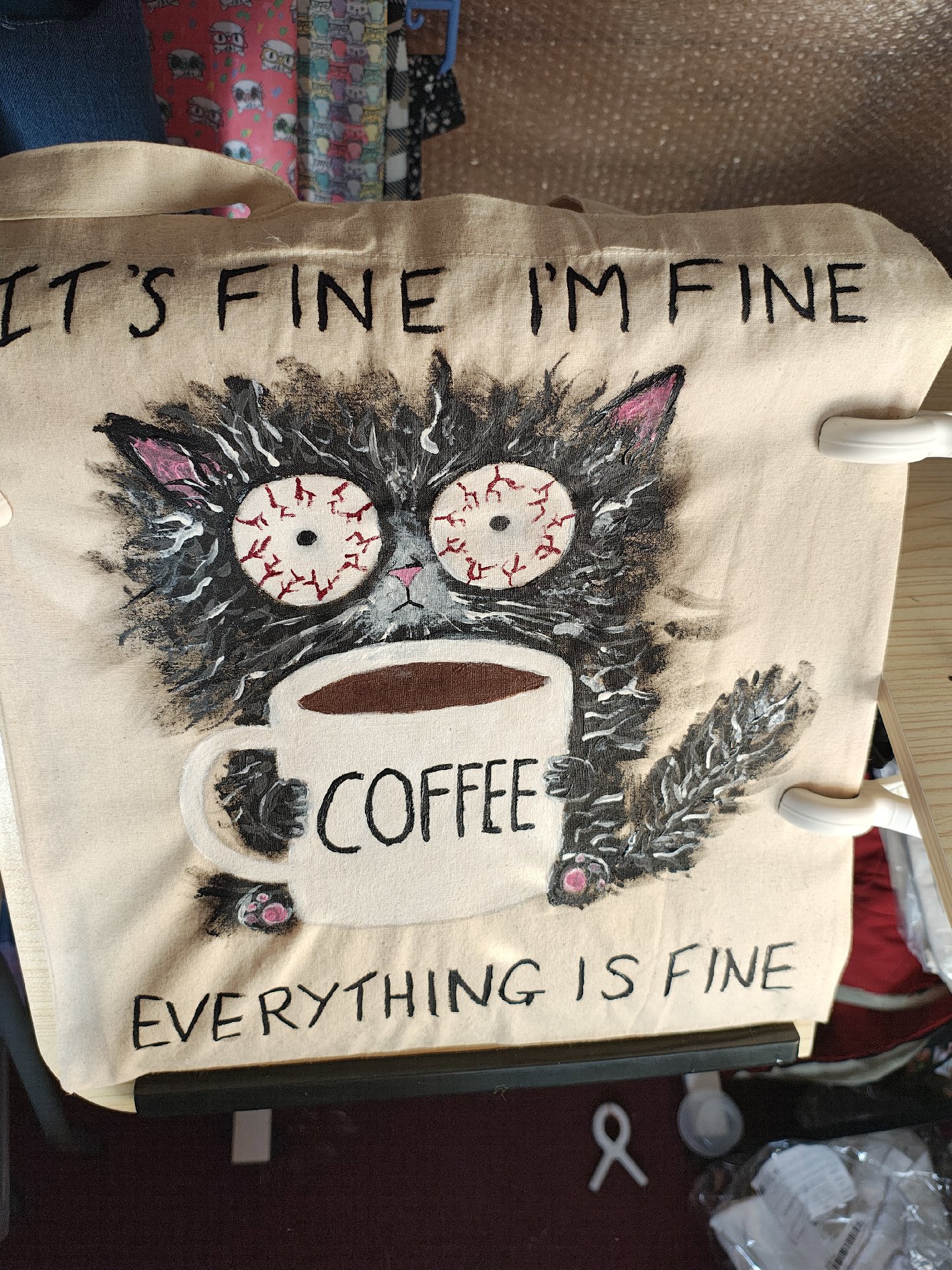 Cat with coffee tote bag , Unbranded, Medium, New condition — preloved on SilentSale®